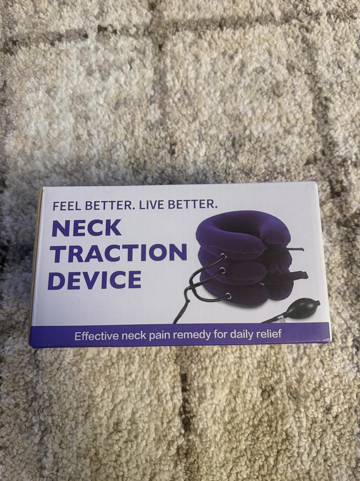 Cervical Neck Traction Device for Home Use Pain Relief,Neck Stretcher,Inflatable Support Neck Brace Adjustable,Neck Stress Relief&Relaxation Metal Valve TPU Liner with Air-Tightness(Dark Gray) customer photo 2