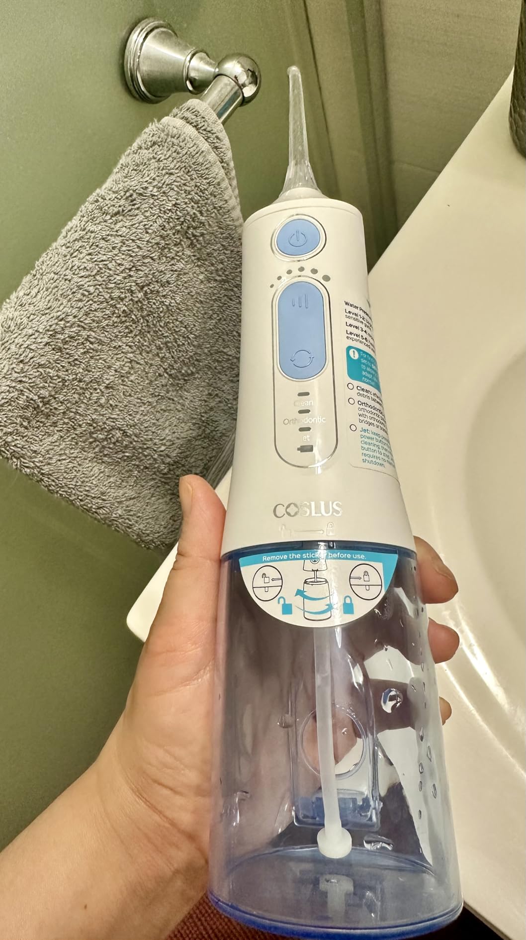 COSLUS C51 Portable Water Flosser for Teeth: 3 Modes & 6 Pressure Settings with Jet Mode Water Dental Pick for Orthodontic, Braces, Sensitive Gums, Compact for Travel, 300ML for Multiple Users, White customer photo 2