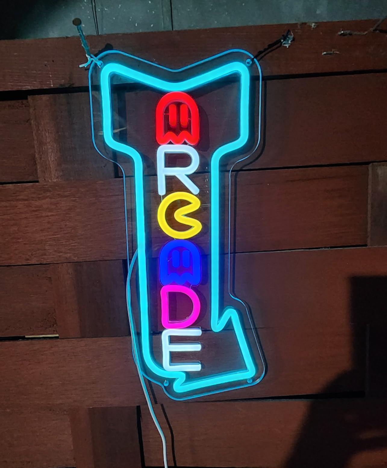 Arcade Neon Signs Arrow Retro Style with Timer Dimming for Gameroom Light, Home Bar, 80's Theme Party, Pac Man and Ghosts Neon Gaming Sign Gift for Gamer, Boys Basement Wall Decor USB customer photo 1