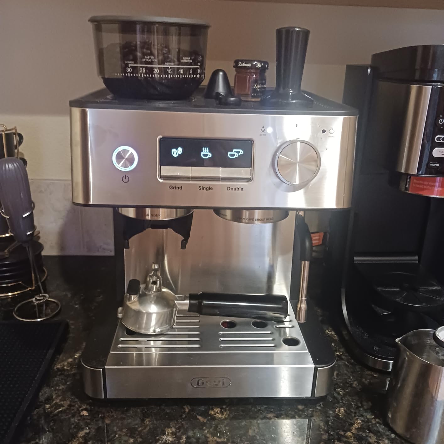 Gevi Dual Boiler Espresso Machine with Built-in Grinder, 58mm Commercial Portafilter, Barista Steam Wand, 31 Grind Settings, Stainless Steel, for Home Barista Use, Sterling Silver customer photo 2