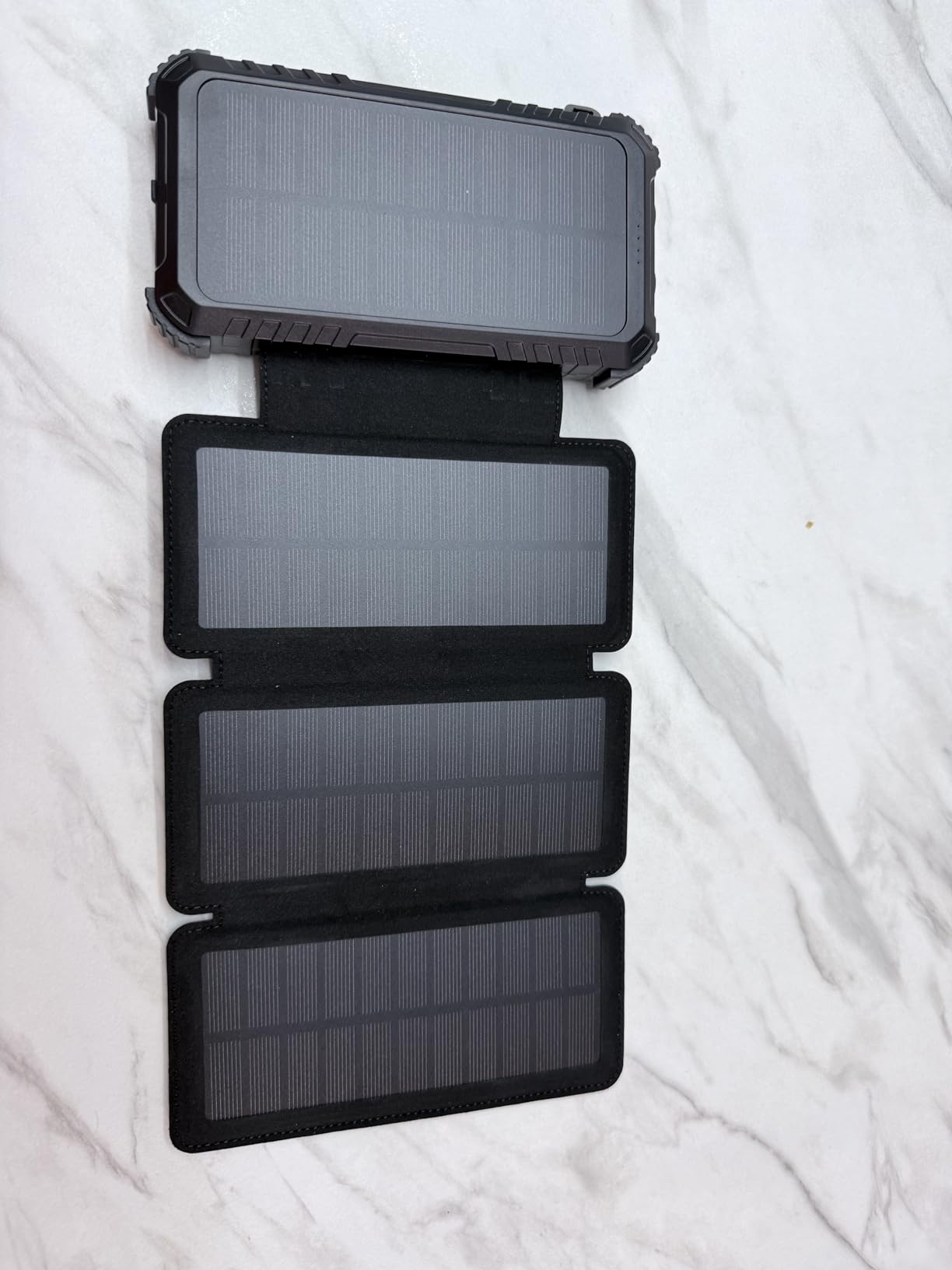 Solar Power Bank 45800mAh with 4 Panels, Portable Solar Charger with Build-in 3 Cables for iPhone, USB C in/Output 15W Fast Charging External Battery Pack with Flashlight & Camping Light customer photo 2