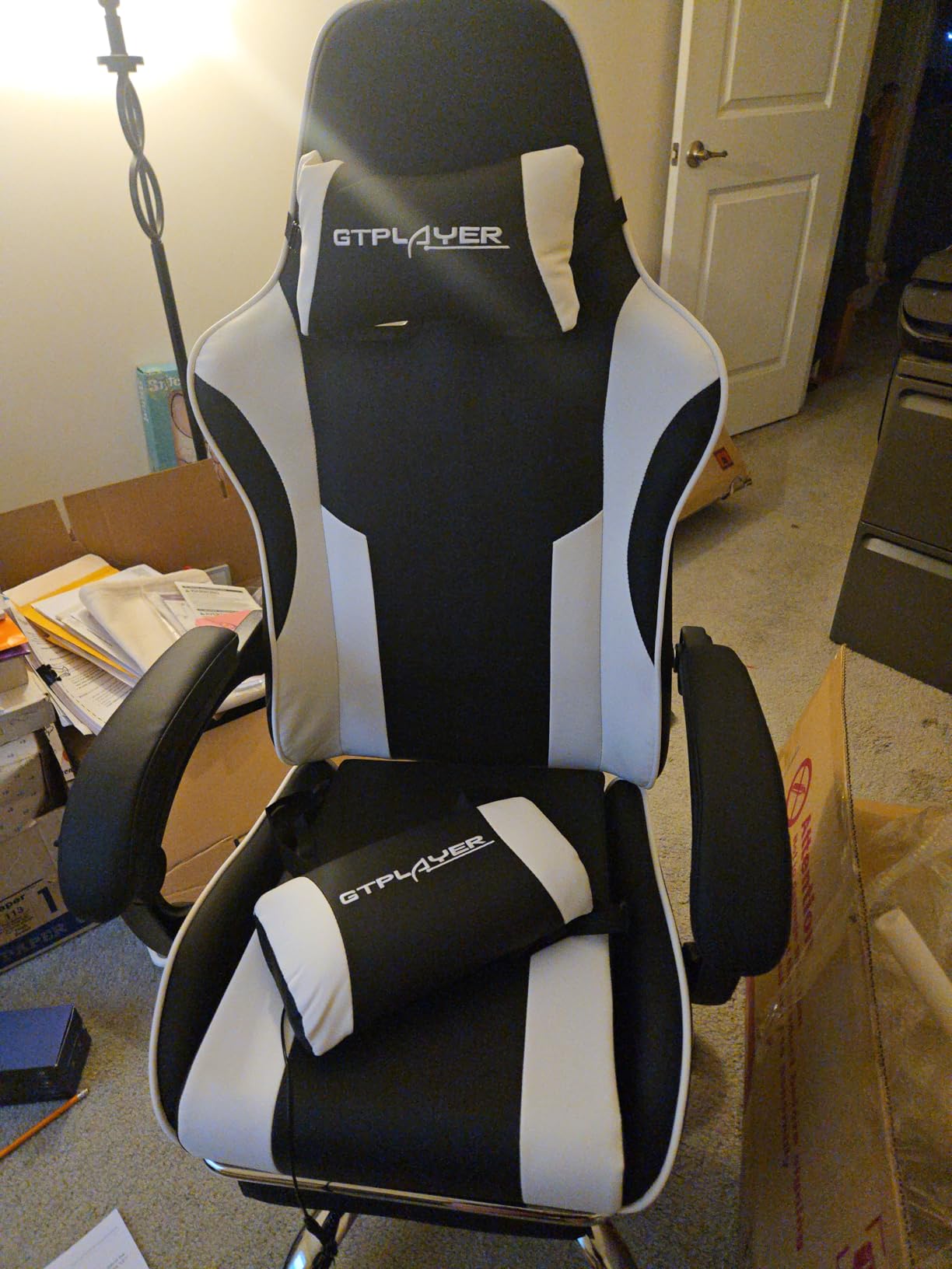 GTPLAYER Gaming Chair, Computer Chair with Footrest and Lumbar Support, Height Adjustable Game Chair with 360°-Swivel Seat and Headrest and for Office or Gaming (Snow White) customer photo 1