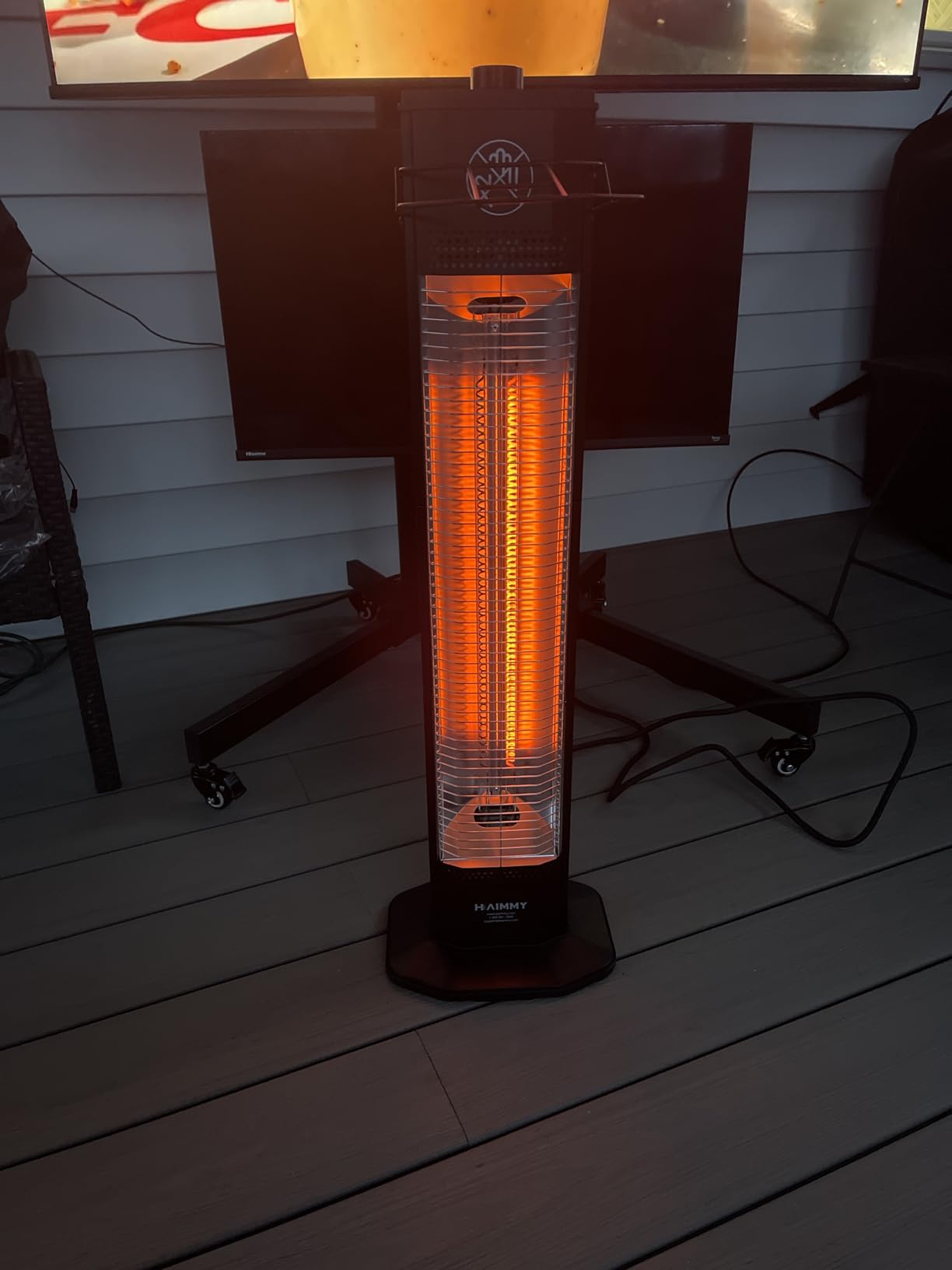Outdoor Electric Patio Heater, 34-inch 1500W Infrared Tower Heater with Instant Heating, Tip-Over & Overheat Protection, IPX5 Waterproof Space Heater for Patio Garage Workshop Indoor & Outdoor Use customer photo 2