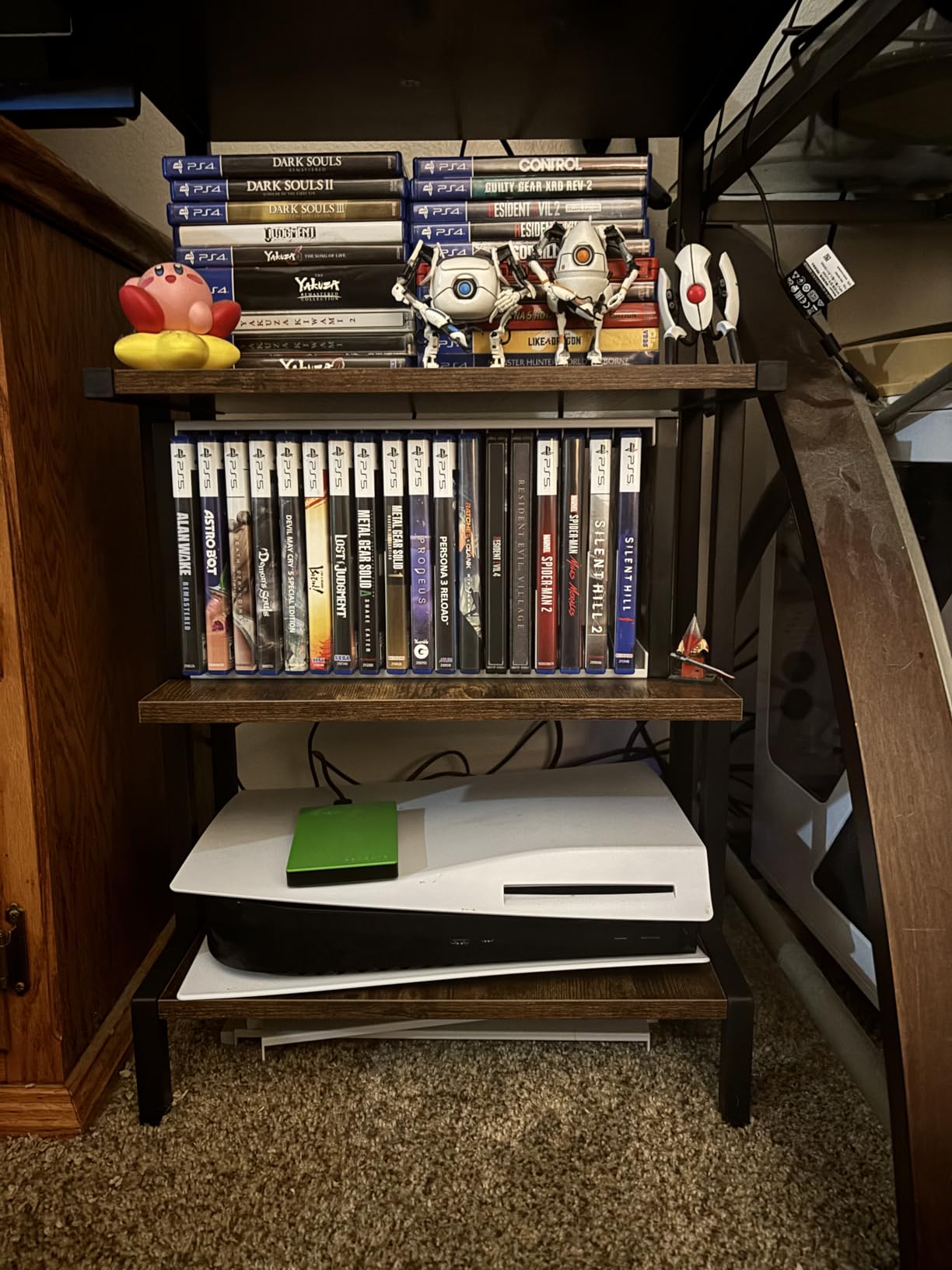 Aquzee Game Console Shelf, 4-Tier Video Gaming Consoles Stand with Outlet & RGB Light, Small Media Entertainment Center for Audio Stereo Storage Organizer Playroom Furniture, Stereo Stands and Racks customer photo 1