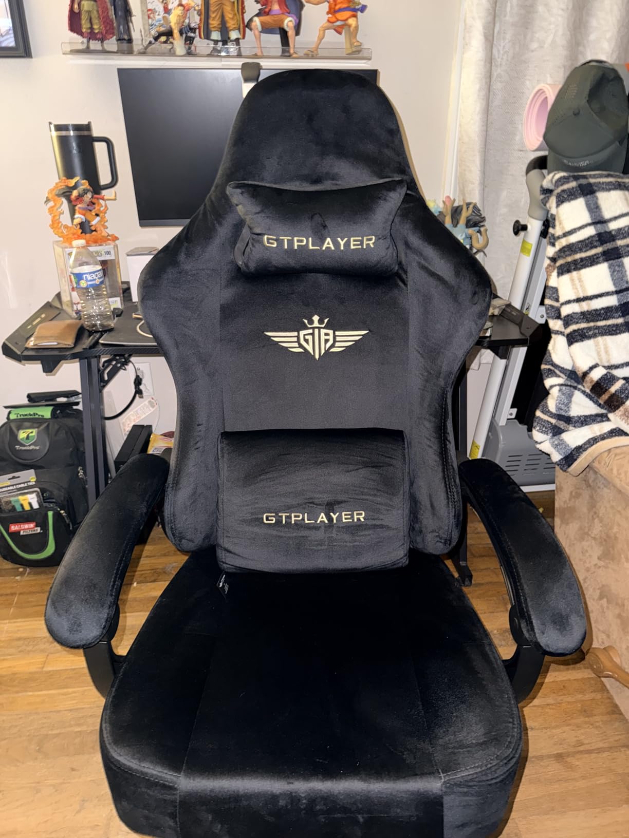 GTPLAYER Gaming Chair Fabric with Pocket Spring Cushion, Big and Tall Gamings Chairs 350LBS High Back Computer Chair with Footrest for Adults Lumbar Support Swivel Game Chair for Office Light Black customer photo 2