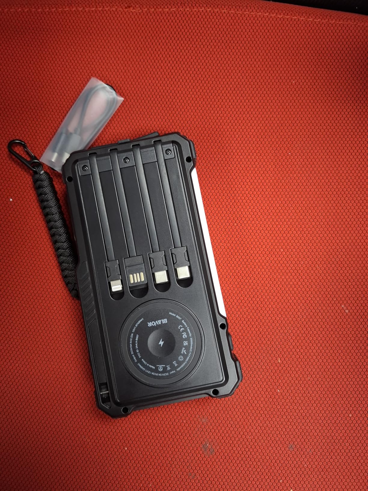 BLAVOR Solar Power Bank with Hand Crank and 4 Cables, 20000mAh Wireless Portable Charger with USB C & Camping Light, 20W Fast Charging Battery Pack for iPhone, iPad, Samsung, All Mobile Phones customer photo 2