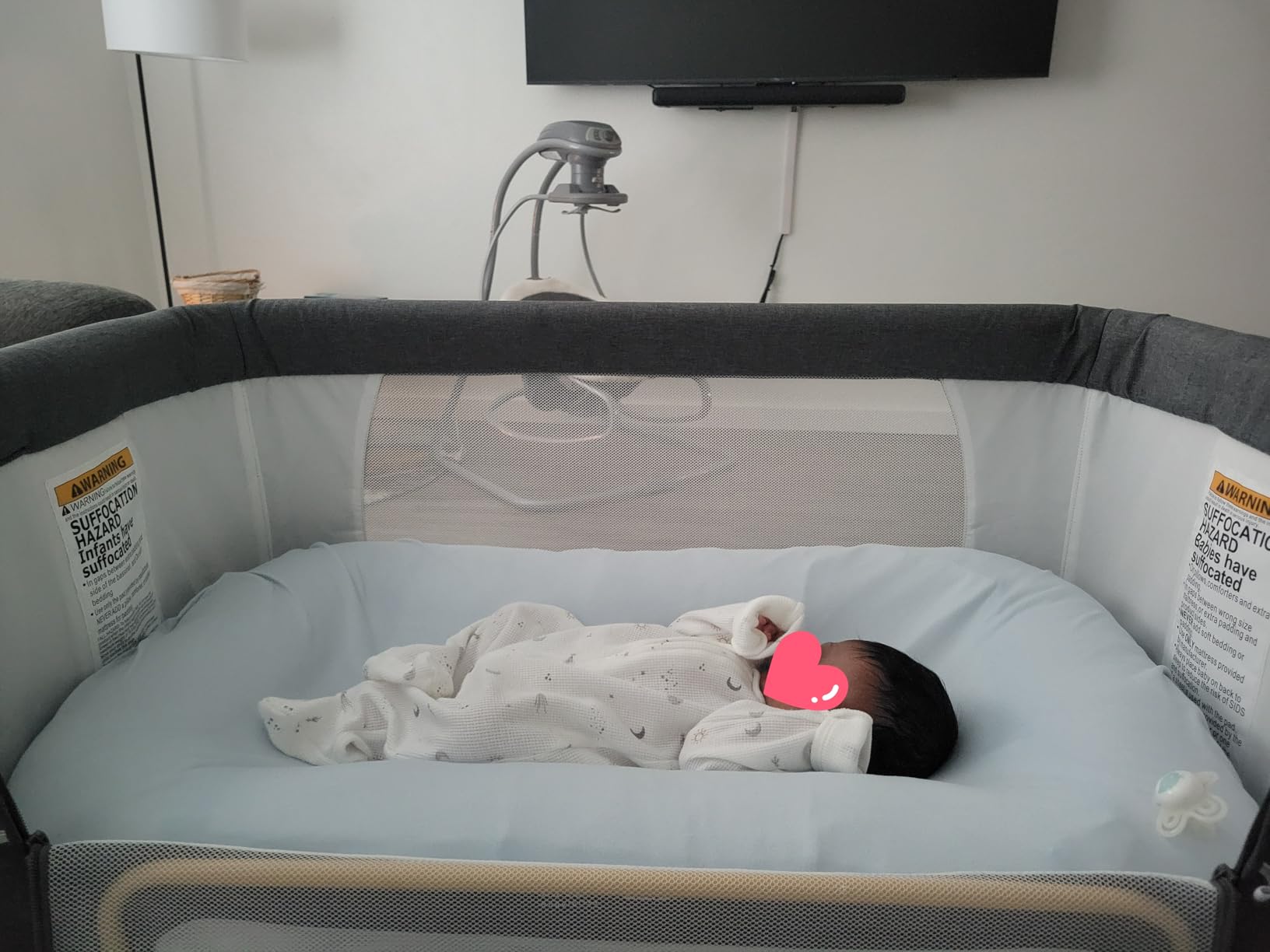 ANGELBLISS 3 in 1 Baby Bassinet, Rocking Bassinets Bedside Sleeper with Comfy Mattress and Wheels, 6 Height Adjustable Easy Folding Portable Bedside Crib for Newborn Infant (Dark Grey) customer photo 2