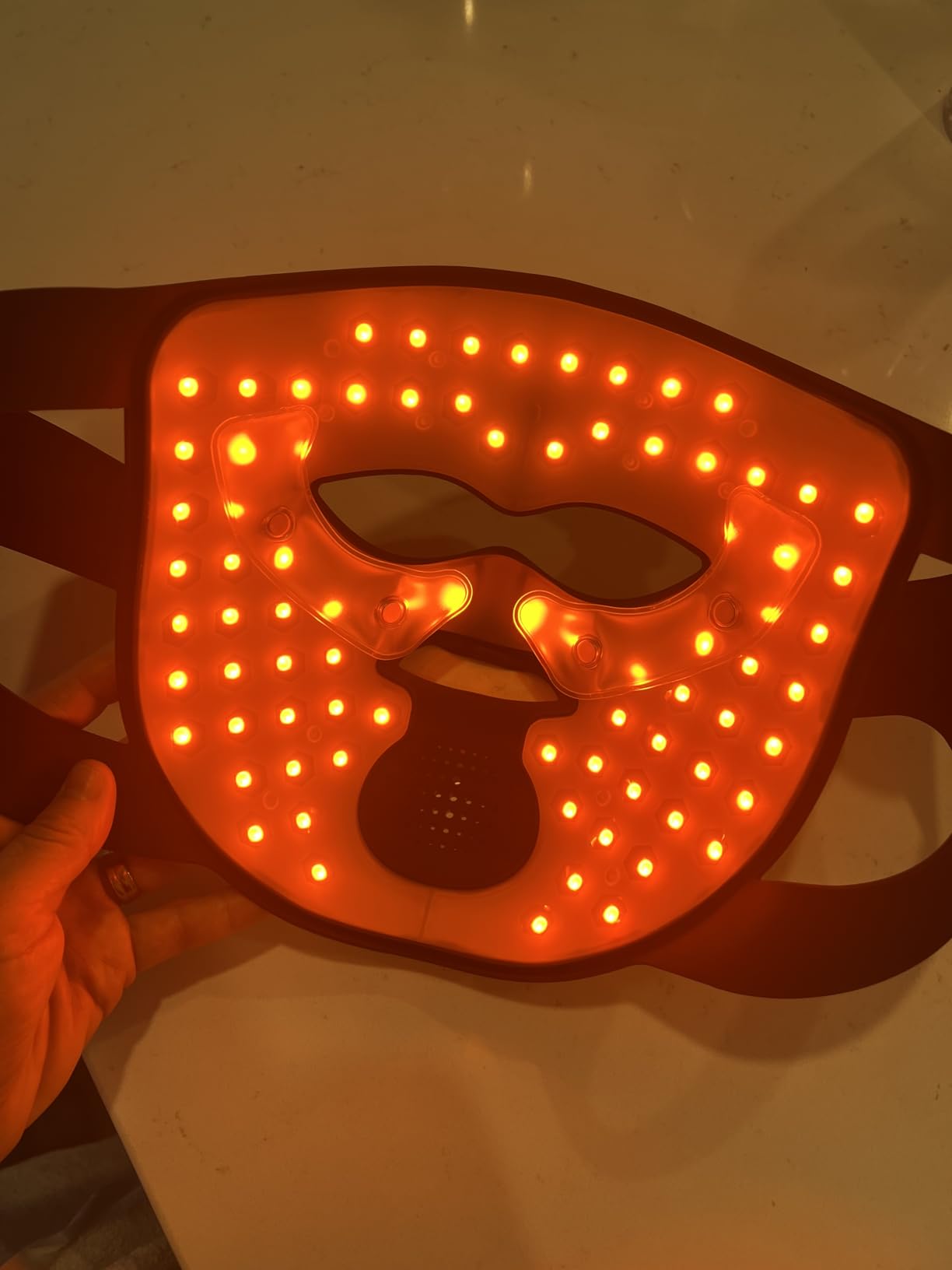 INIA Glow 4D Wireless Red Light Therapy Mask for face - Dual NIR, 320 LEDs, 4 Modes, Under-Eye Cooling, Cordless & Rechargeable LED Face Mask for Home & Travel, Skincare Gifts for Women Mom Wife, Blue customer photo 1