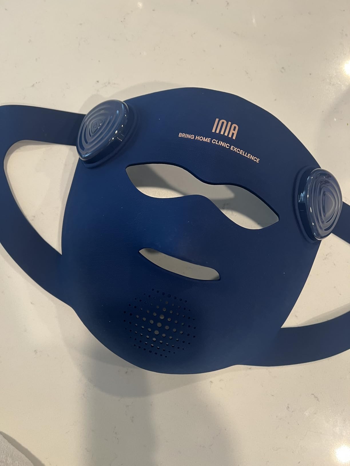 INIA Glow 4D Wireless Red Light Therapy Mask for face - Dual NIR, 320 LEDs, 4 Modes, Under-Eye Cooling, Cordless & Rechargeable LED Face Mask for Home & Travel, Skincare Gifts for Women Mom Wife, Blue customer photo 2