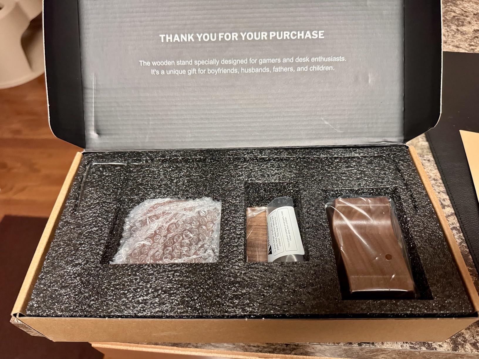 UPERGO Headset Stand with Gaming Controller Holder, Walnut Wood Headphone Stand with Storage Base, Gaming Equipment Accessories for Desk customer photo 2