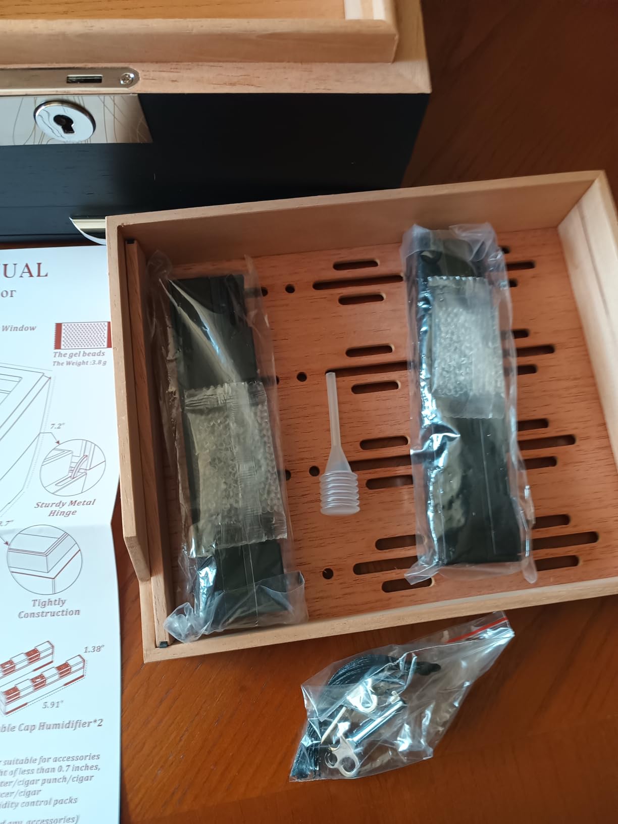 Cigar Humidor Cedar Wood Lined Humidor for 45-60 Cigars, Acrylic Top Cigar Box with Lock, Digital Hygrometer 2 Adjustable Humidifiers Drawer Cedar Tray Divider, Cigar Gifts Desktop Storage Box customer photo 1