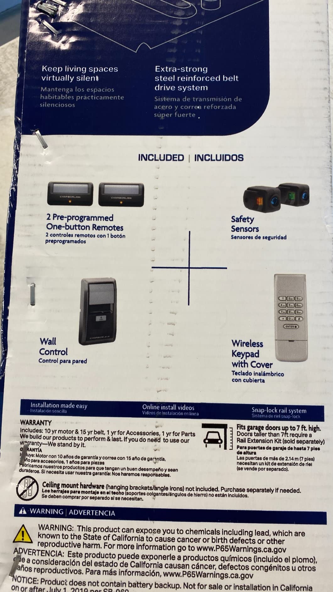 Chamberlain 3/4 HP Belt Drive Smart Garage Door Opener with Fixed Camera, Battery Backup, 2-Bulb Lighting, and myQ Connectivity customer photo 1