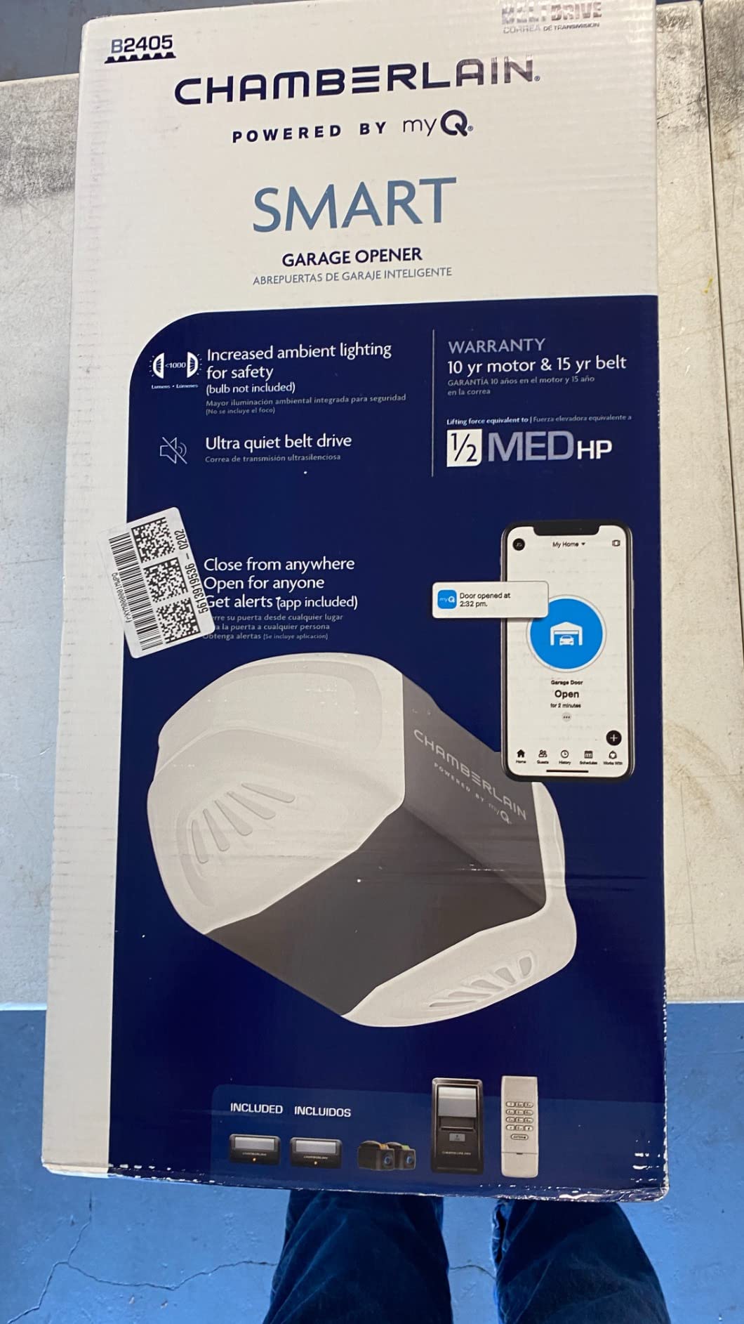 Chamberlain 3/4 HP Belt Drive Smart Garage Door Opener with Fixed Camera, Battery Backup, 2-Bulb Lighting, and myQ Connectivity customer photo 2