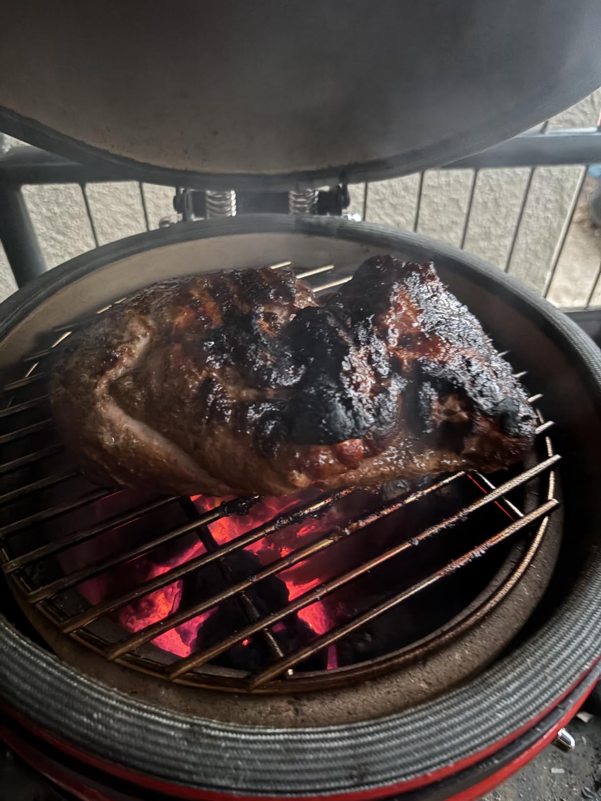 Upgraded 13 inch Ceramic Kamado Grill with Waterproof Air Vent Cap | Portable Tabletop Charcoal BBQ Grill Smoker for Outdoor Cooking, Patio, Camping | Orange customer photo 2