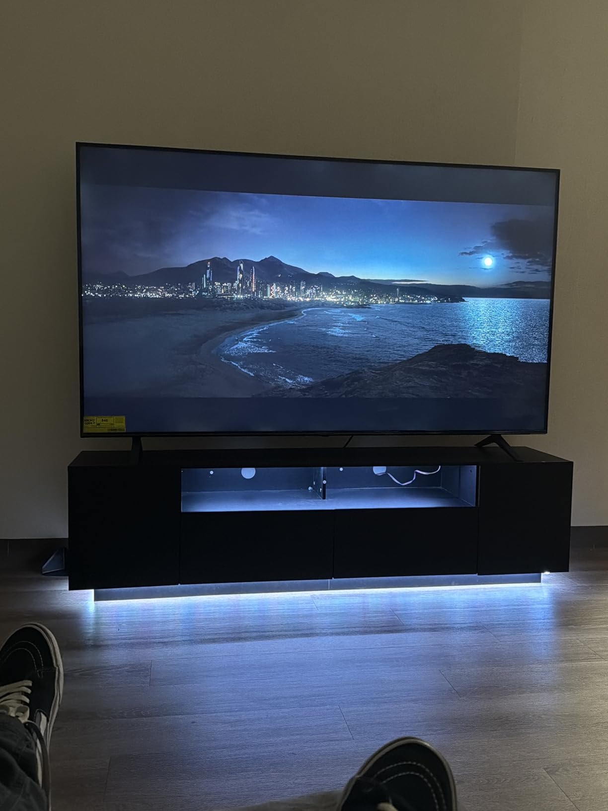 WLIVE Modern TV Stand for 65 Inch TV, Entertainment Center with LED Lights & Large Storage Cabinets, Sturdy Media Console for Living Room, Bedroom, Gaming(White) customer photo 2