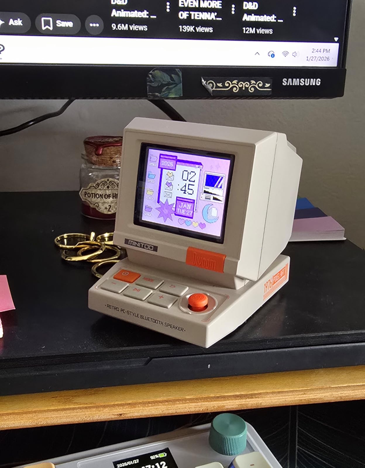 Divoom MiniToo Retro PC-Style Computer Speaker, Smart Pixel Screen with DIY Faces, Bluetooth & USB Audio, Alarm/White Noise Clock, Desk Setup Gift for Bedroom, Office & Gaming customer photo 1