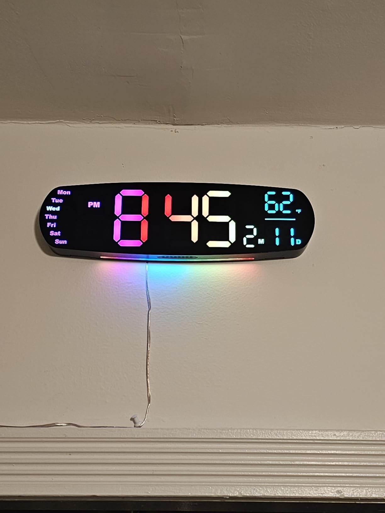 Digital Alarm Clocks for Bedrooms, RGB Desk Clock with 15 Color Display, Date Temperature and Weekday, DST, Snooze, 2 Alarms, Ambient Lighting for Living Room, Bedside Office Gaming Desk Decor customer photo 1