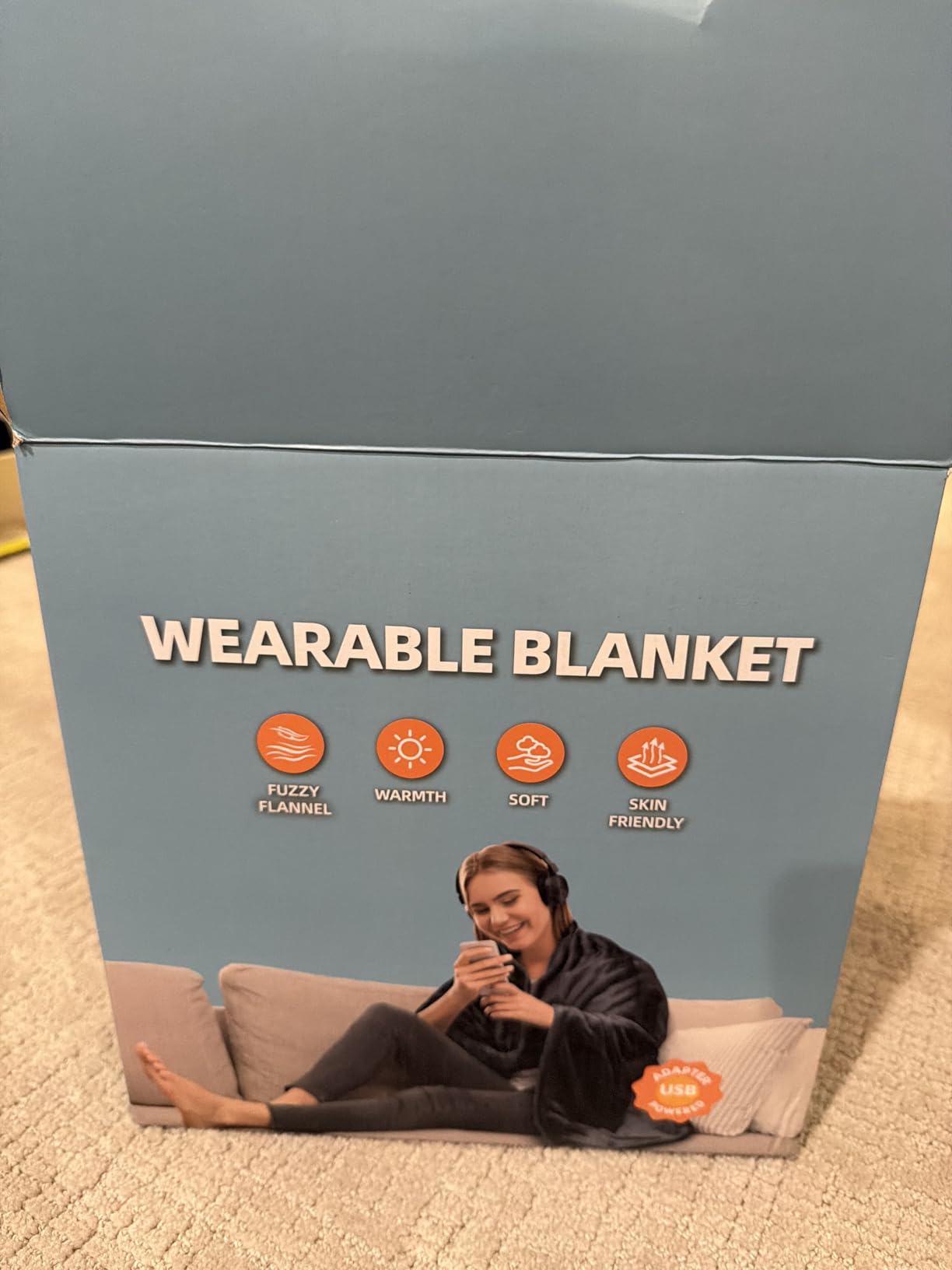 Cordless Heated Blanket Battery Powered; USB Wearable Portable Heated Throw Blanket with Hood, 20000 mAh Battery, 9 Heating Zone, 3-Level; Portable Heated Shawl Cordless; Camping (Warm Stone Gray) customer photo 2
