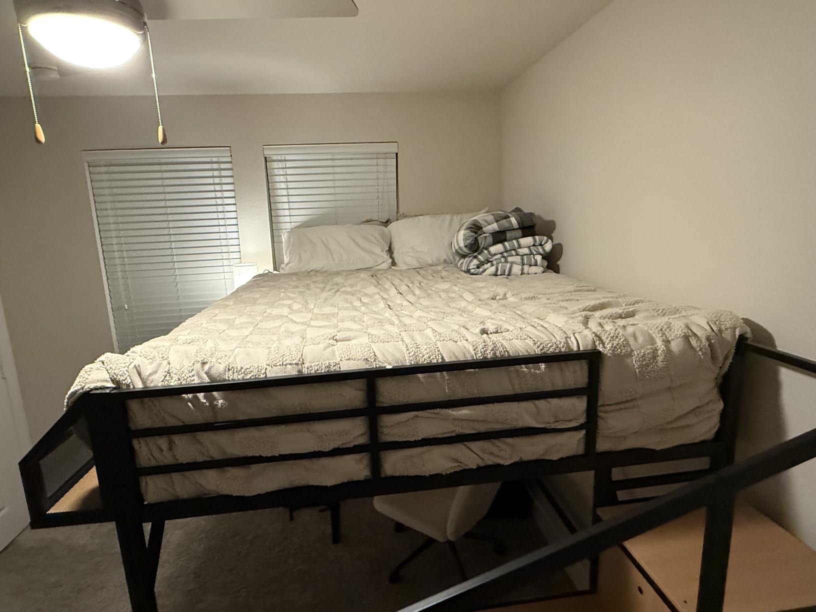 Bellemave Full Loft Bed with Desk & Storage Stairs, Metal Full Size Loft Bed Frame with Iron Nets, LED Lights & USB Ports, Heavy Duty Adult LoftBed for Bedroom, Noise-Free, Black customer photo 2