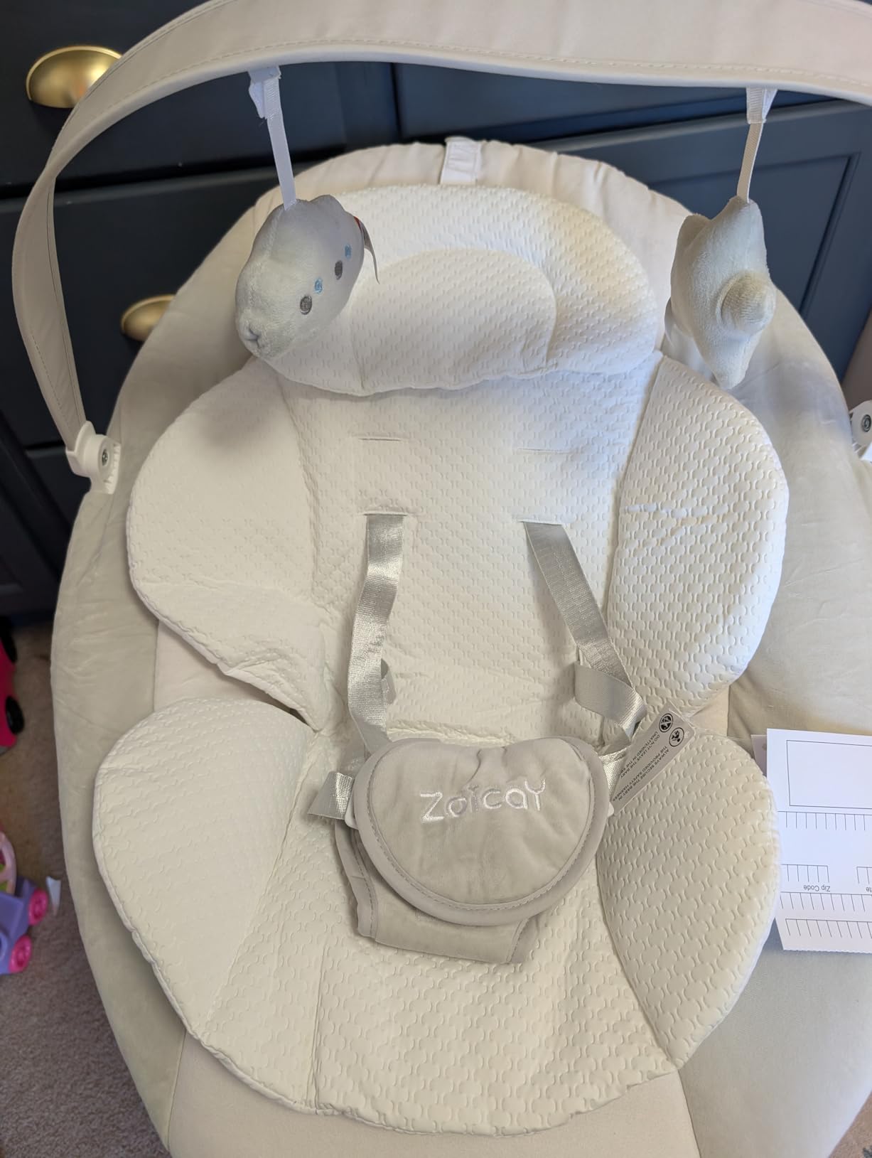 Baby Swings for Infants with 9 Modes & 8 Speeds, Electric 3D-Motion Baby Swings with APP Control, 6 Preset Lullabies, 360° Rotating Seat and Remote Control & BT Enabled, 5 Point Harness (Up to 25lbs) customer photo 1