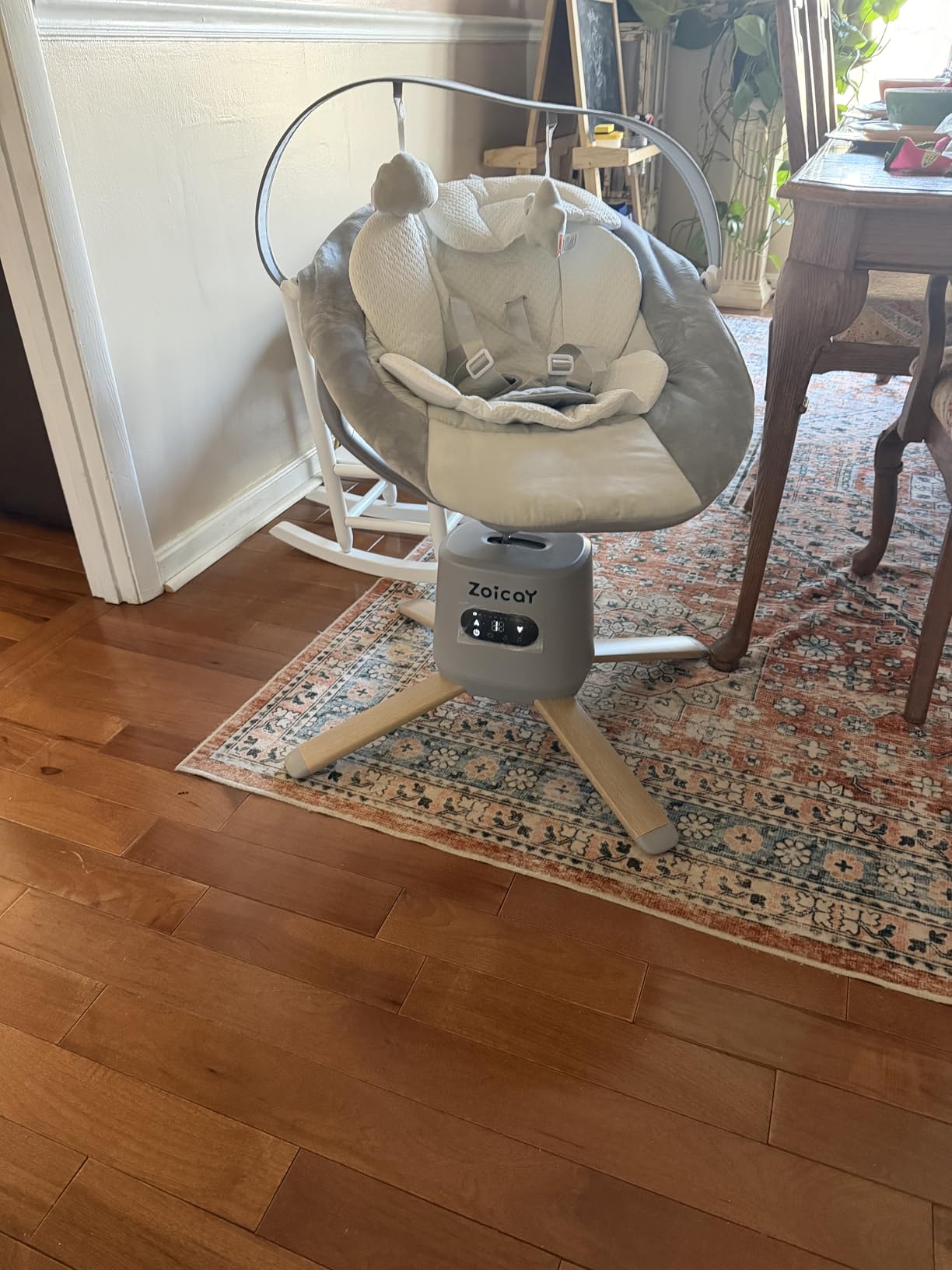 Baby Swings for Infants with 9 Modes & 8 Speeds, Electric 3D-Motion Baby Swings with APP Control, 6 Preset Lullabies, 360° Rotating Seat and Remote Control & BT Enabled, 5 Point Harness (Up to 25lbs) customer photo 2
