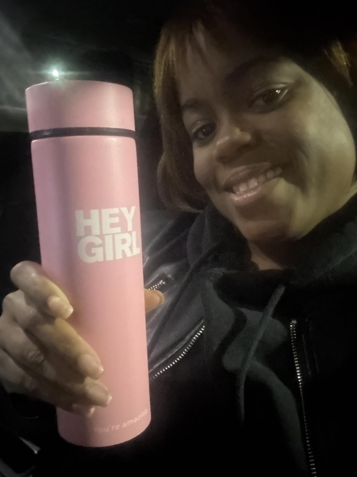 Hey Girl Tea Infuser Bottle 450ml - Insulated Stainless Steel Water Bottle - Tea Tumbler with Tea Diffuser - Portable Travel Mug for Loose Leaf Tea & Infused Water - Tea Lovers Gifts for Women (Pink) customer photo 1