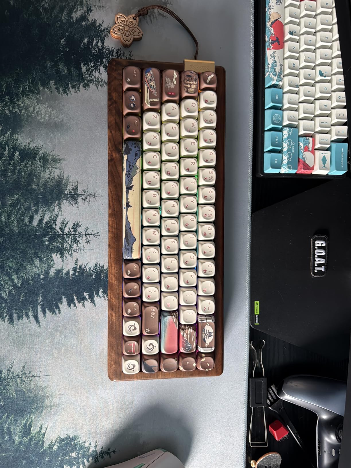 XVX MU68 FujiWave Mechanical Keyboard with Solid Wood Shell, 65% 68-Key Hot-Swap Keyboard with Pre-lubed Linear Switches, PBT 5-Side Dye-Sub MOA Keycaps, Tri-Mode Gasket Mount for Mac & Windows customer photo 1