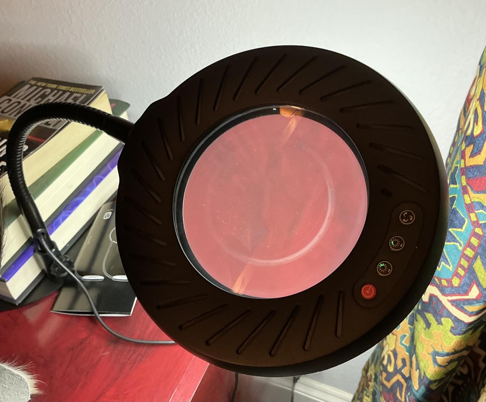 12X Magnifying Glass with Light and Stand, 5 Color Modes, 9 Dimmable Levels, Hands Free Flexible Gooseneck Magnifying Lamp, 2-in-1 LED Desk Lamp for Crafts Hobby Jewelry Sewing Reading Close Work customer photo 2