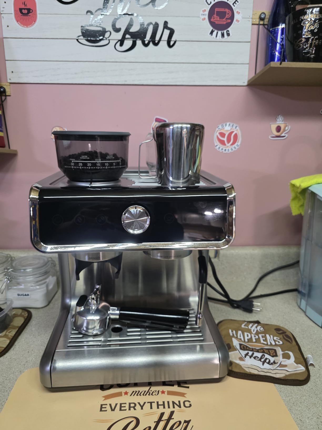 EUHOMY Espresso Machine with Grinder, 20 Bar Professional Espresso Coffee Maker for Home, with Milk Frother for Latte, Cappuccino & Barista-Style Drinks customer photo 1