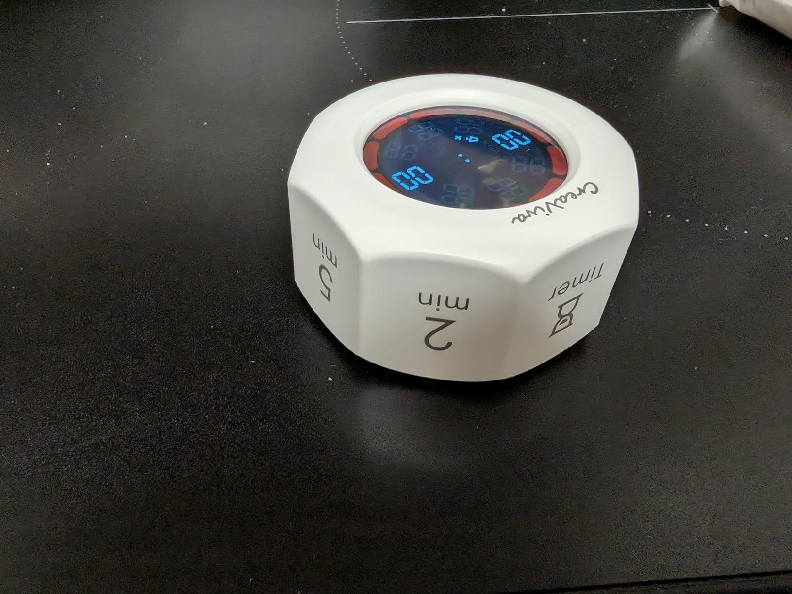 Flip Cube Pomodoro Timer - Rechargeable Visual Countdown & Count Up Stopwatch, 7 Preset Intervals, 3 Alarm Modes, Productivity Tool for ADHD, Kids, Study, Work & Kitchen (White) customer photo 1