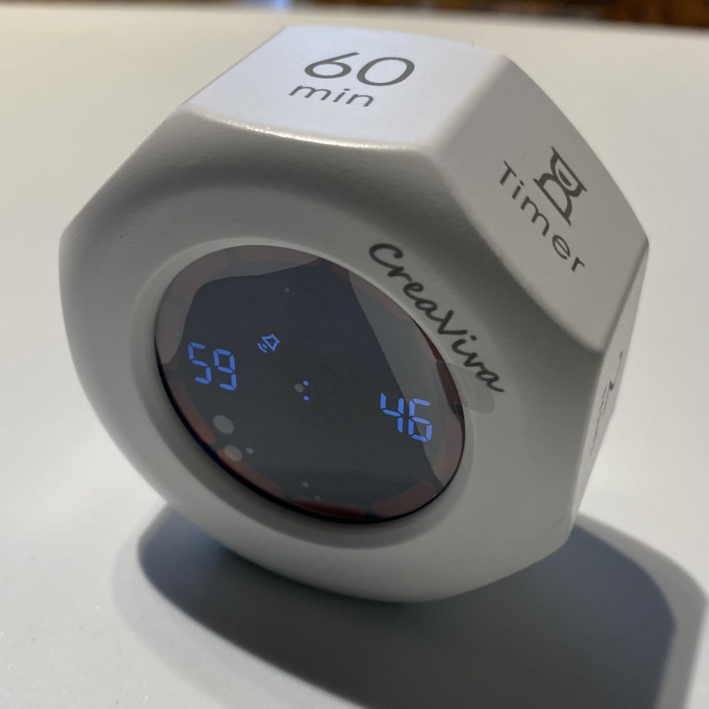 Flip Cube Pomodoro Timer - Rechargeable Visual Countdown & Count Up Stopwatch, 7 Preset Intervals, 3 Alarm Modes, Productivity Tool for ADHD, Kids, Study, Work & Kitchen (White) customer photo 2