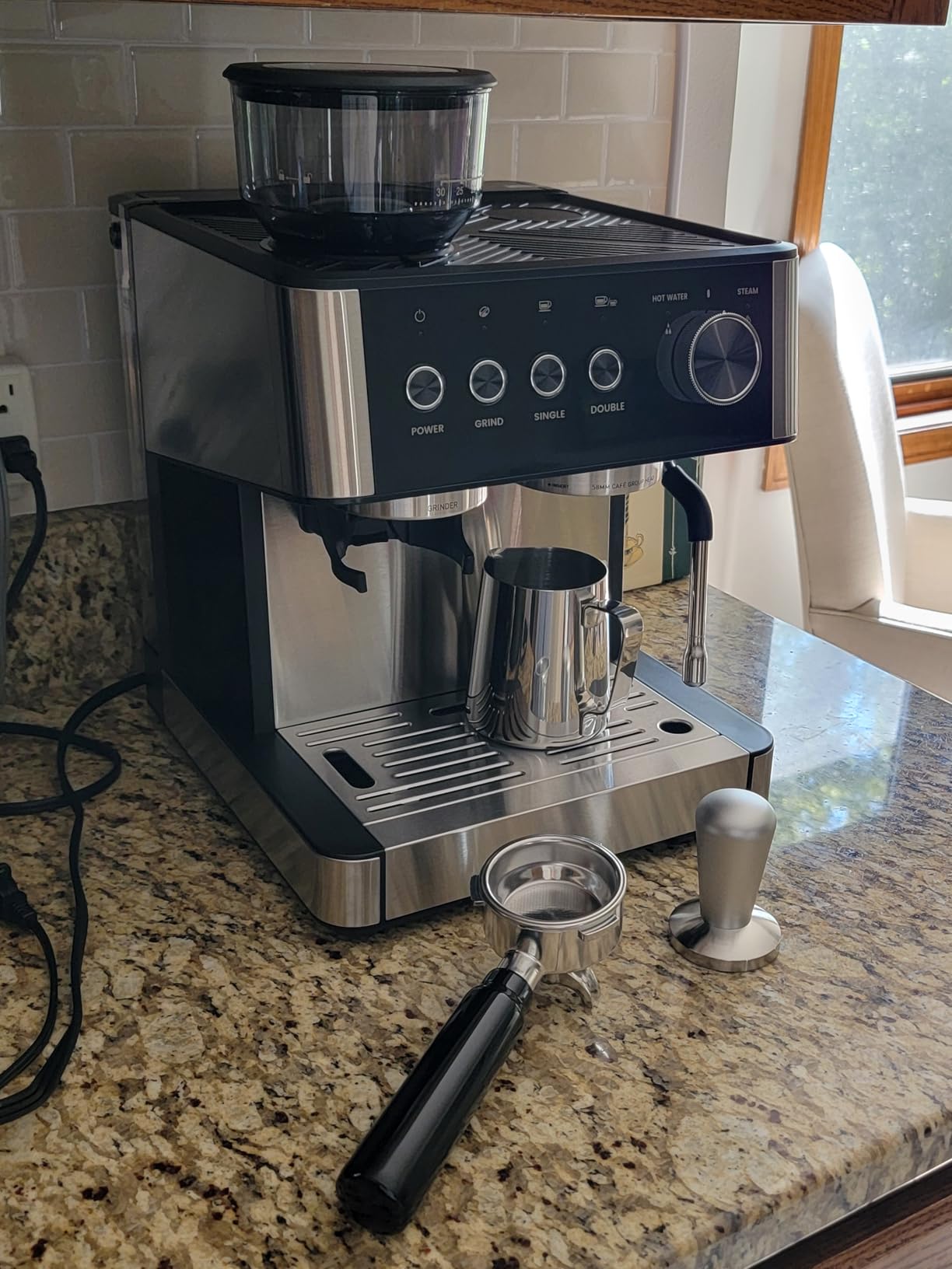 COWSAR 20 Bar Espresso Machine with Grinder & Milk Frother Steam Wand, 58mm Expresso Coffee machines, Commercial Stainless Steel Coffee Maker for Cappuccino and Latte, Perfect for Home Café-Pro customer photo 1