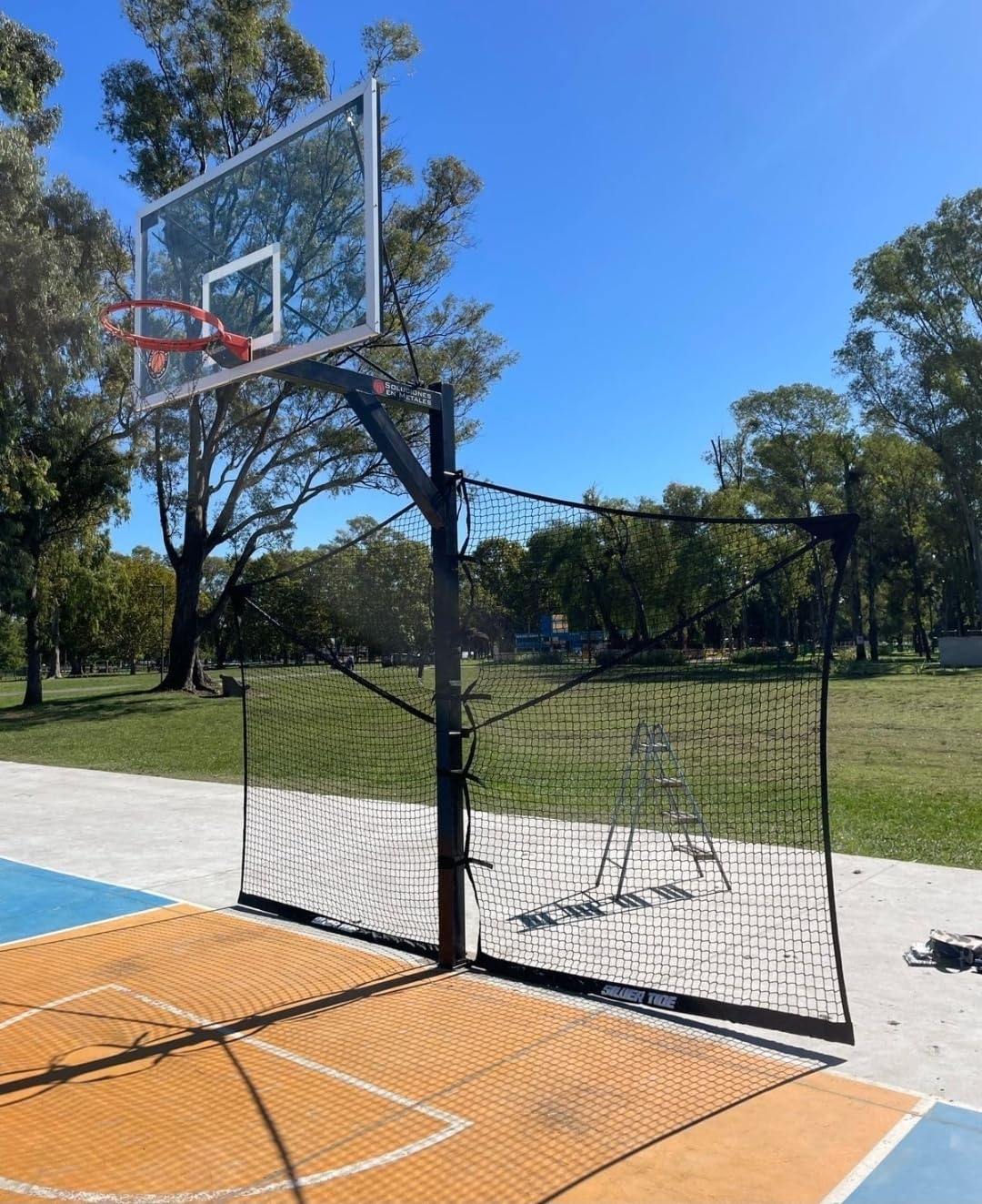 10x10 FT Basketball Rebounder Net, Heavy-Duty Steel Frame Basketball Return Net Catcher Backstop Nets Basketball Return Attachment Yard Guard for Outdoor Backyard Community Court customer photo 1