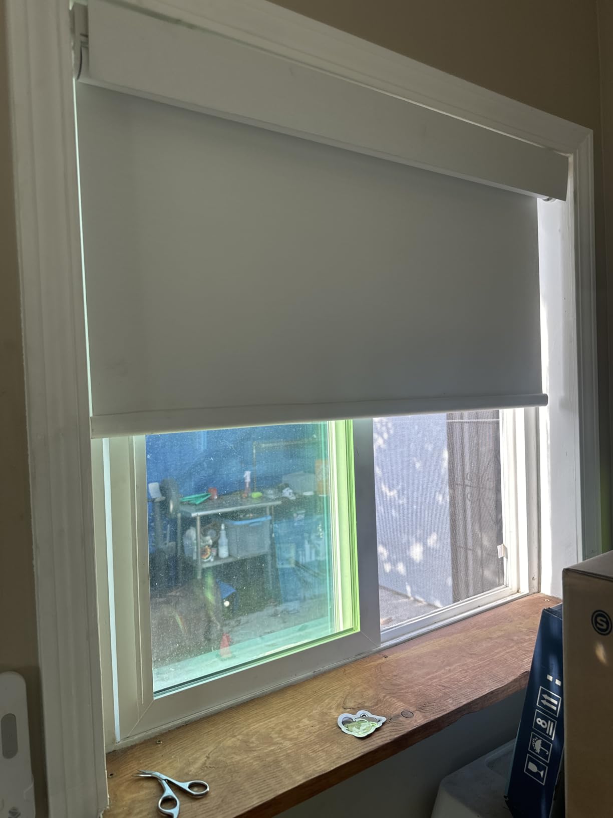 No Drill Motorized Blinds with Remote, Blackout Automatic Blinds with Solar Panel, Cordless Smart Electric Roller Shades for Windows, White, 34 x 72 customer photo 2