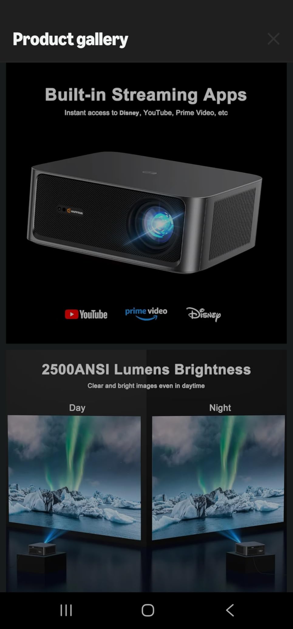 HAPPRUN 2500 ANSI Lumens Outdoor Projector with Built-in Streaming Apps, 4K Decoding Resolution, Dolby Audio, WiFi 6 and Bluetooth 5.2 for Indoor and Outdoor Home Theater customer photo 1