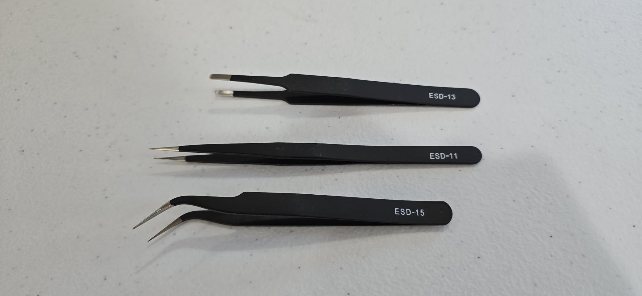 3PCS Precision Tweezers Set, Upgraded ESD high-end anti-static for Craft, Electronics, Soldering, Laboratory Work, Soldering, Model, Eyelash Extensions, Nail stickers, Jewelry-Making customer photo 1
