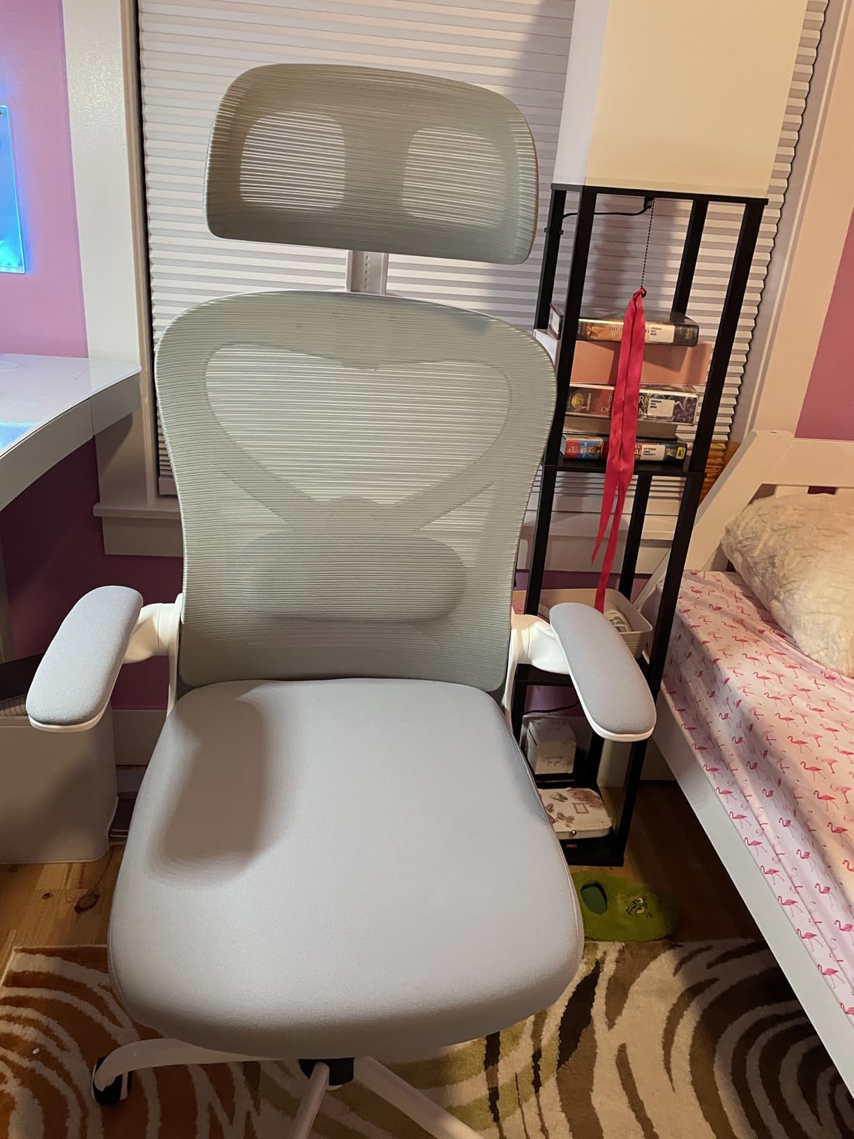 Ergonomic Office Chair, Mesh Desk Chair with Headrest, Lumbar Support, Thick Seat Cushion, Flip-up Arms, High Back Computer Task Chairs for Home Office, Black/Silver customer photo 2