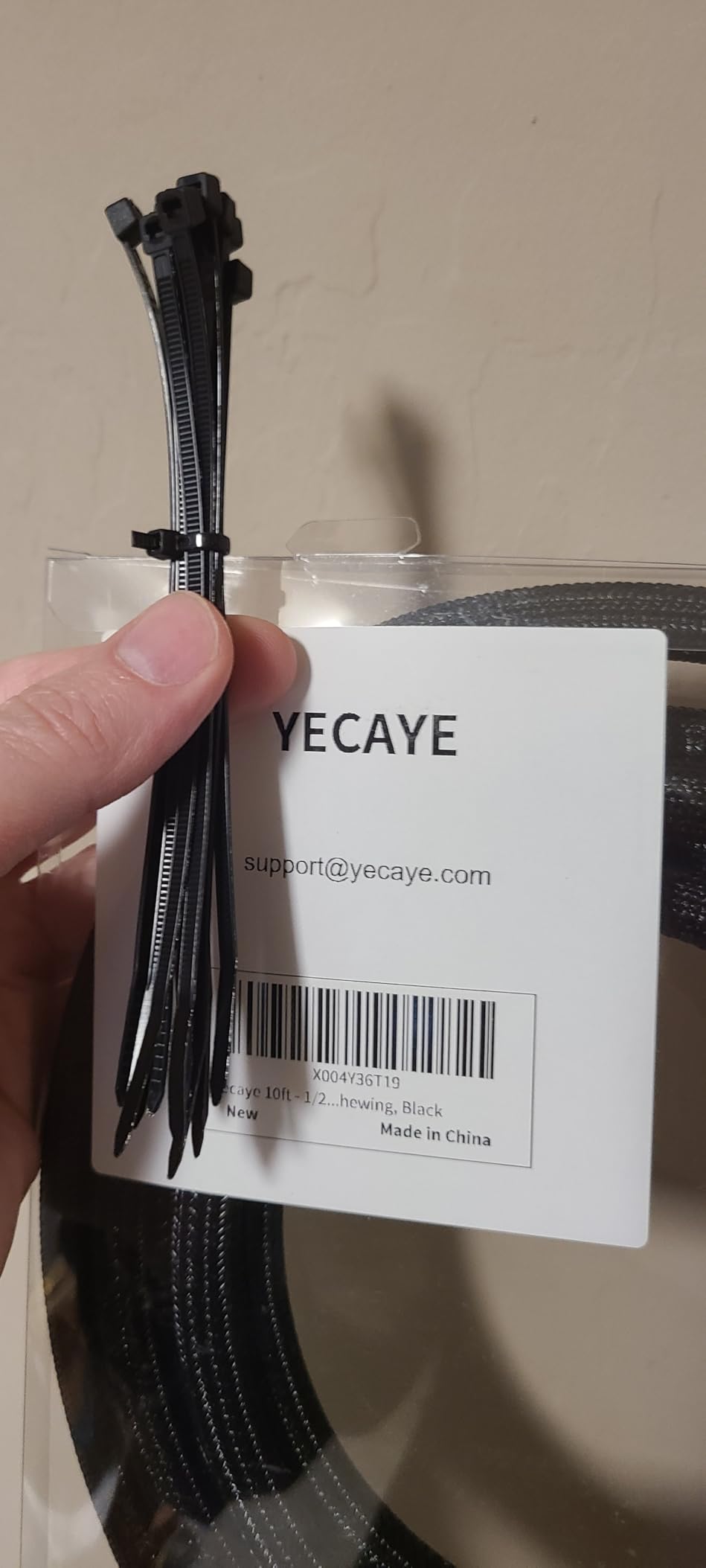 Yecaye 10ft - 1/2 inch Cord Protector Cable Sleeve, Split Braided Wire Loom Tubing for TV Computer USB Cable Organizer, Cable Management Cord Protectors from Pets no Chew, Black (with 10 Zip Ties) customer photo 1