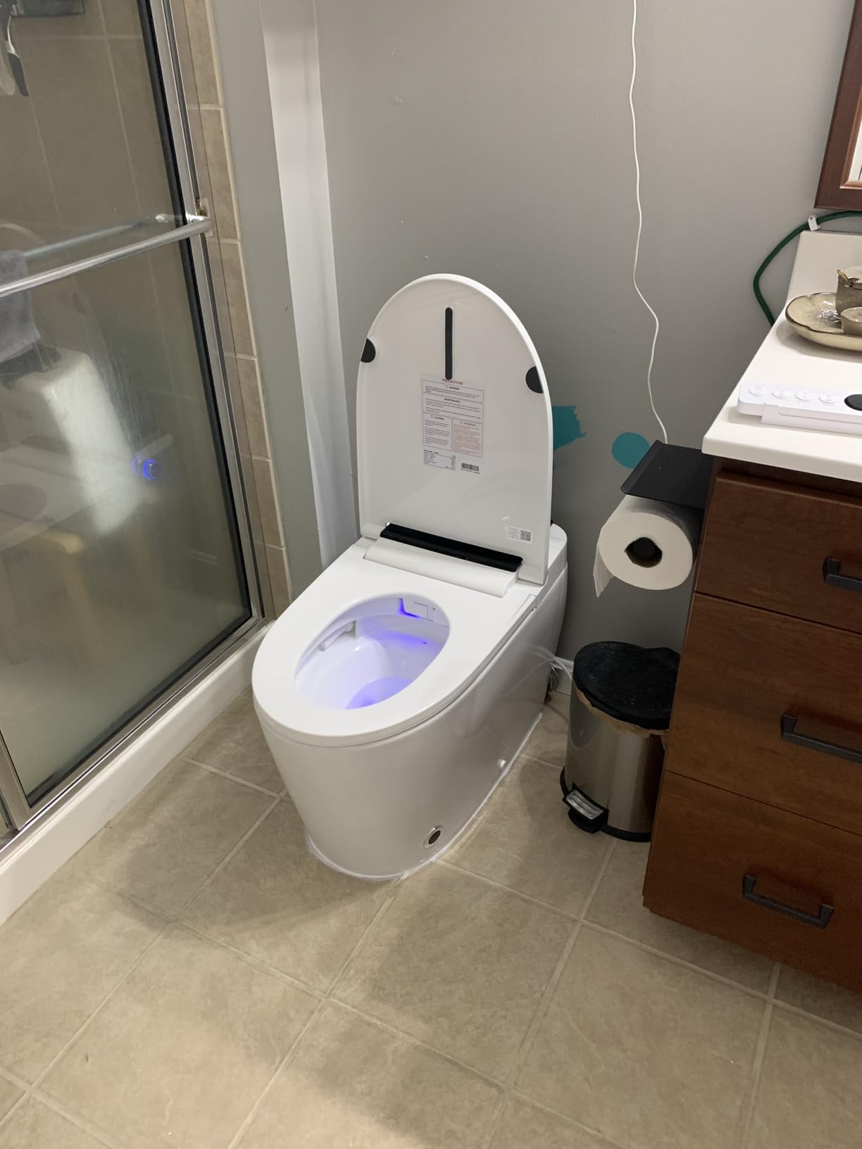 Smart Toilet with Bidet Built In, Heated Seat & Dual Auto Flush, Foot Sensor, Tankless Modern Elongated Electric Toilet with Warm Water Wash, Air Dryer, LED Display & 1000g MaP Flush, 1.28 GPF customer photo 2