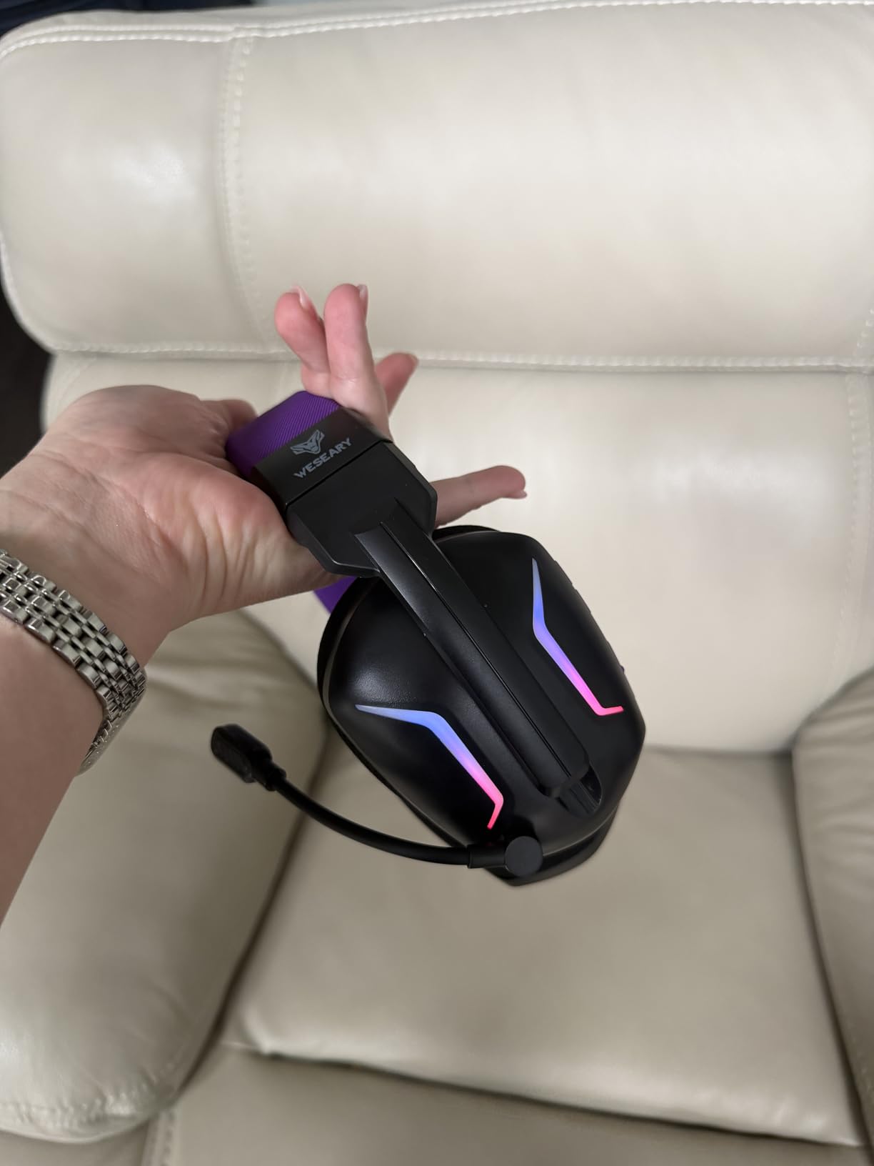 Wireless Gaming Headset for PS5, PS4, PC, Laptop, Mac & Switch, Dual Low-Latency 2.4GHz USB/Type-C, Bluetooth Gaming Headphones with ENC Mic for Gamecube, 3D Stereo,Colorful Light, 50H Power customer photo 2