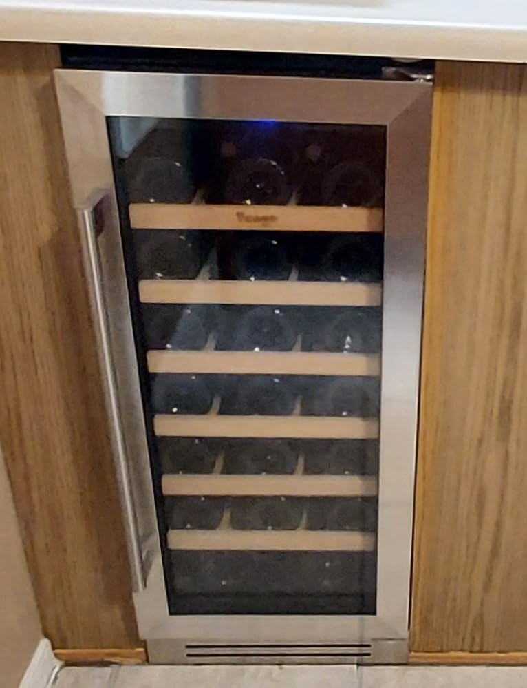 Yeego Wine Fridge Cooler - 24 Inch Dual Zone Wine Fridge Hold 52 Bottles, 40-65°F Wine Refrigerator Glass Door, Built in Fridge, Freestanding Adjustable Shelves Fridge for Beer Soda Drink Home Bar customer photo 2