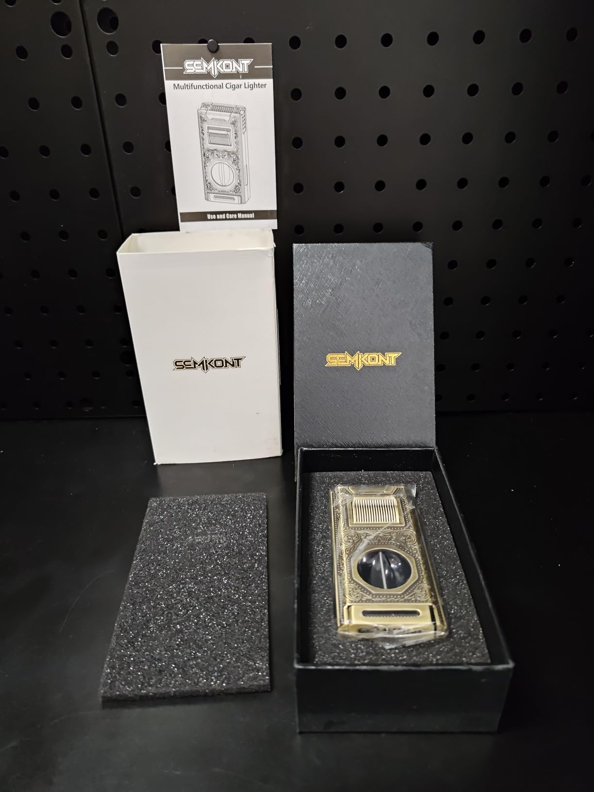 Cigar Lighter, Triple Jet Torch 6-in-1 Windproof Butane Lighter with V-Cutter, Straight Cutter, Cigar Holder, Draw Enhancer and Twin Nubber Cigar Accessory for Smoking in Gift Box customer photo 2