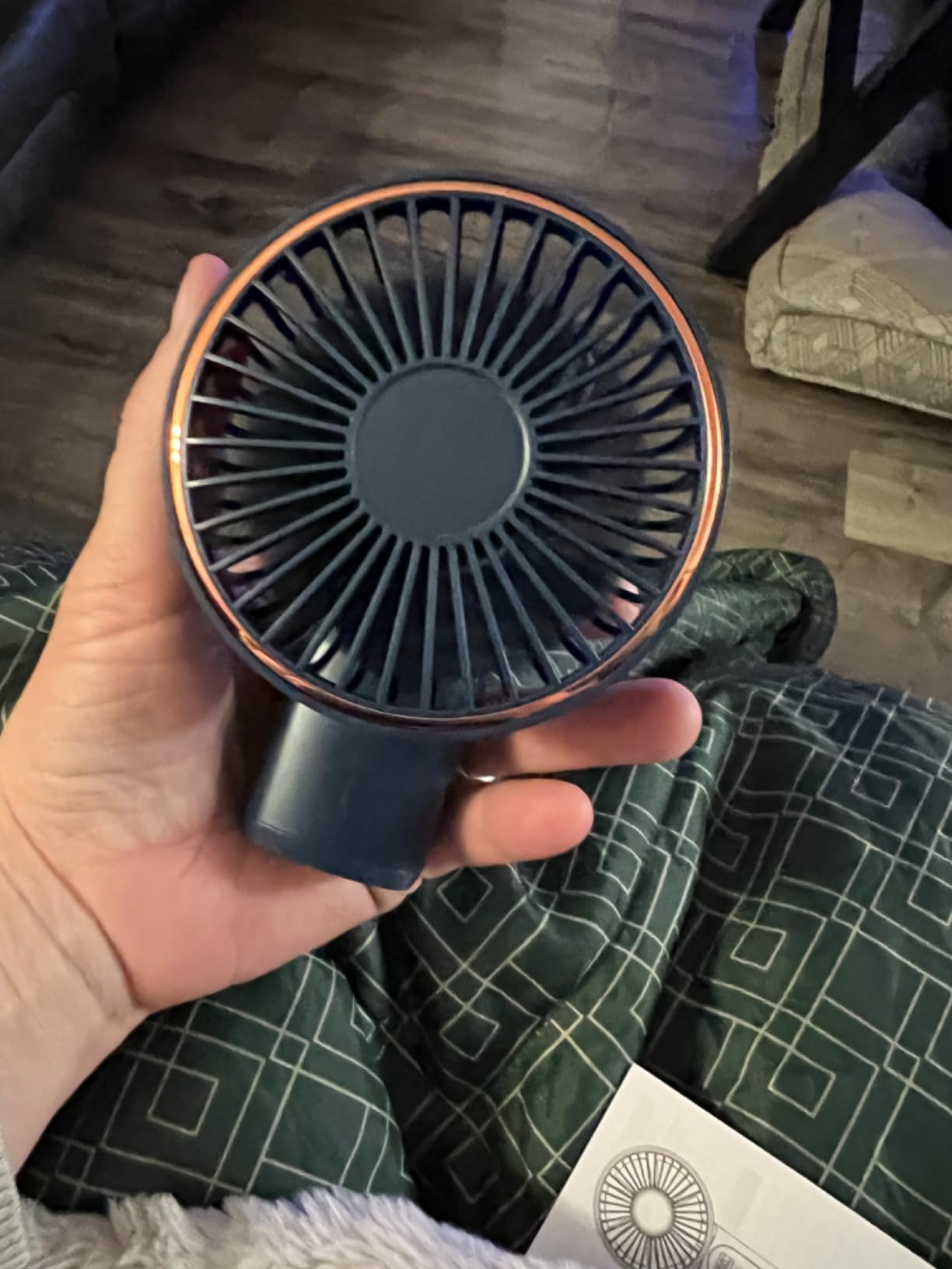 VEKK Neck Fan, Portable Bladeless Fan, 6000mAh Battery USB Rechargeable, LED Display, 360° Cooling Wearable Personal Fan, 3 Speeds, Quiet, Hands Free Neck Fans for Travel, Outdoor, Camping- Blue customer photo 2