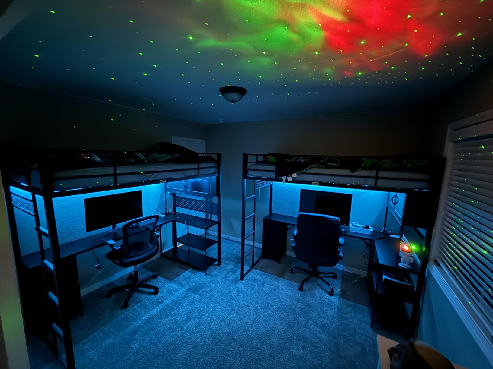 ADORNEVE Gaming Loft Bed Full Size with L-Shaped Desk, Arcylic RGB Hutch & Safety Power Outlet, Metal Loft Bed with Storage Drawer, Shelves, Safety Guardrail & Ladder, Space Saving for Teens, Black customer photo 1