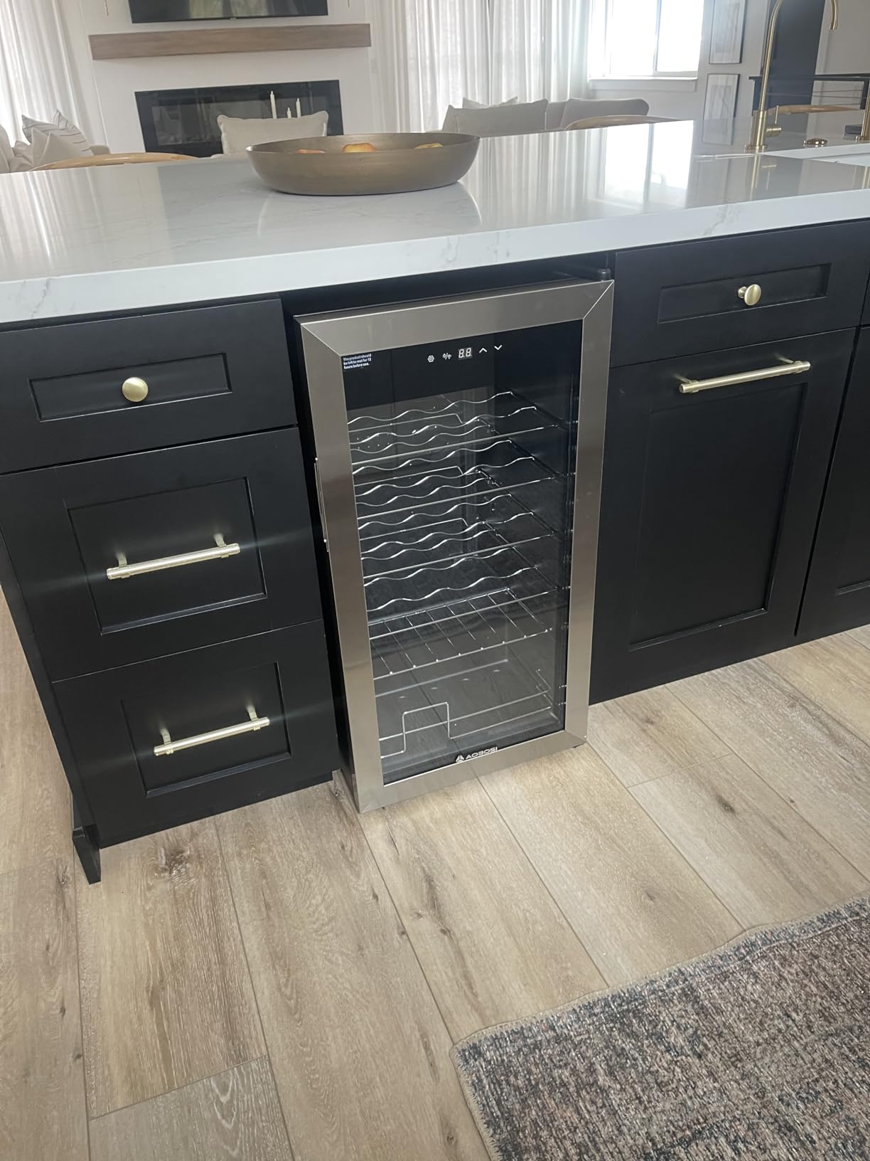 AAOBOSI 46 Bottles Wine Fridge, 24 Inch Wine Cooler with Dual Zone, Freestanding and Built-in Wine Refrigerator with Blue LED Light and Adjustable Shelves customer photo 2