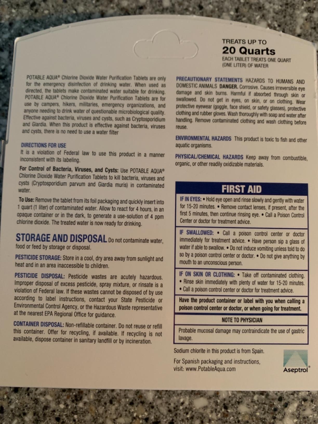 Potable Aqua Chlorine Dioxide Water Purification Tablets - 30 Count, Blue customer photo 2
