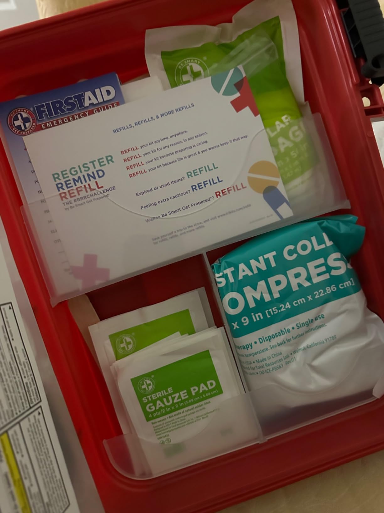 Be Smart Get Prepared First Aid Kit Hard Red Case 326 Pieces Exceeds OSHA and ANSI Guidelines 100 People - Office, Home, Car, School, Emergency, Survival, Camping, Hunting and Sports (20HBC01015REV3) customer photo 1