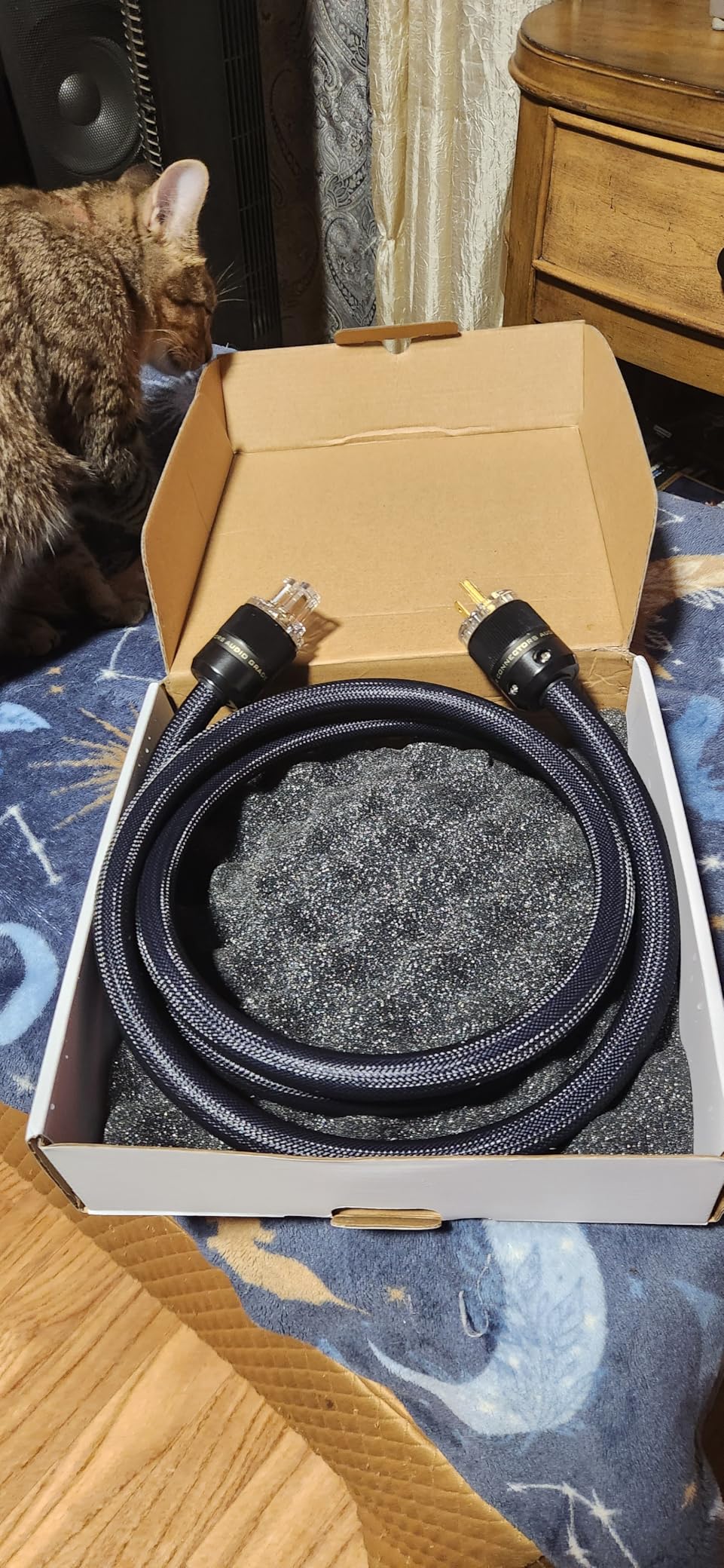 Audiocrast HiFi Power Cable, Hi-End Braided Sleeve Amplifier Power Cord Guage-10AWG OD 17MM, Audiophile High-End AC Power Cable Wire with Gold US Plug+IEC320 C13 Connector (3.3FT/1M) customer photo 1