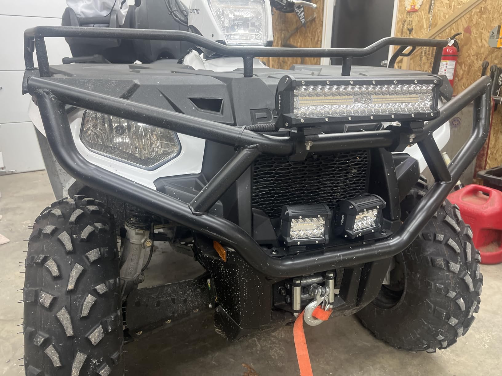 ECOTRIC Front & Rear Brush Guard Bumper 2Pcs Compatible with 2014-2024 Polaris Sportsman Touring 570 450 HO Black Steel Bumper Protector Replacement for 2879714 2879715 customer photo 2