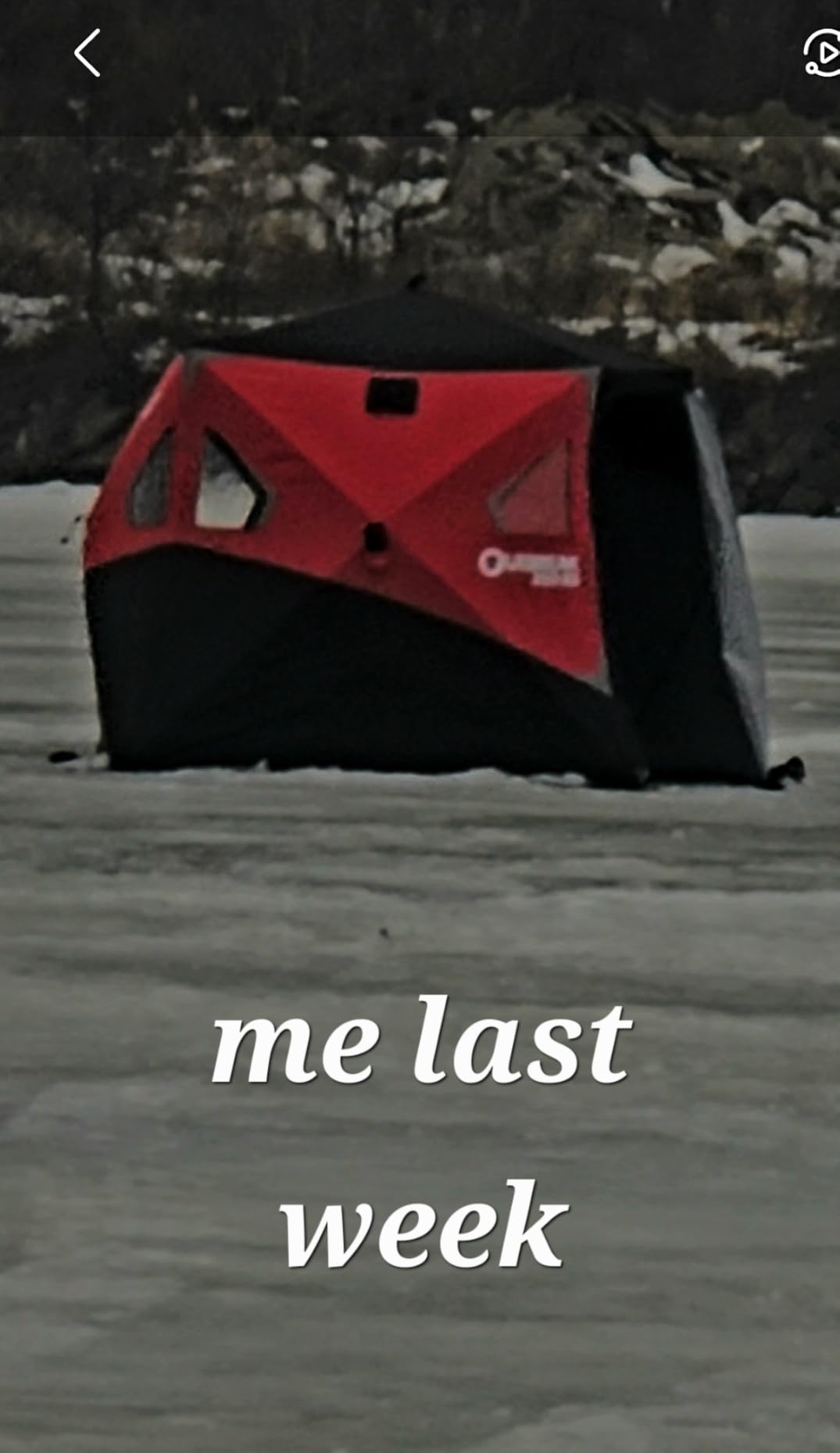 Eskimo Outbreak Portable Pop-Up Ice Fishing Shelter, Stormshield Insulated Fabric, No Trip Door, Durable Hub Design, Deluxe Tie Downs, Red/Black customer photo 1